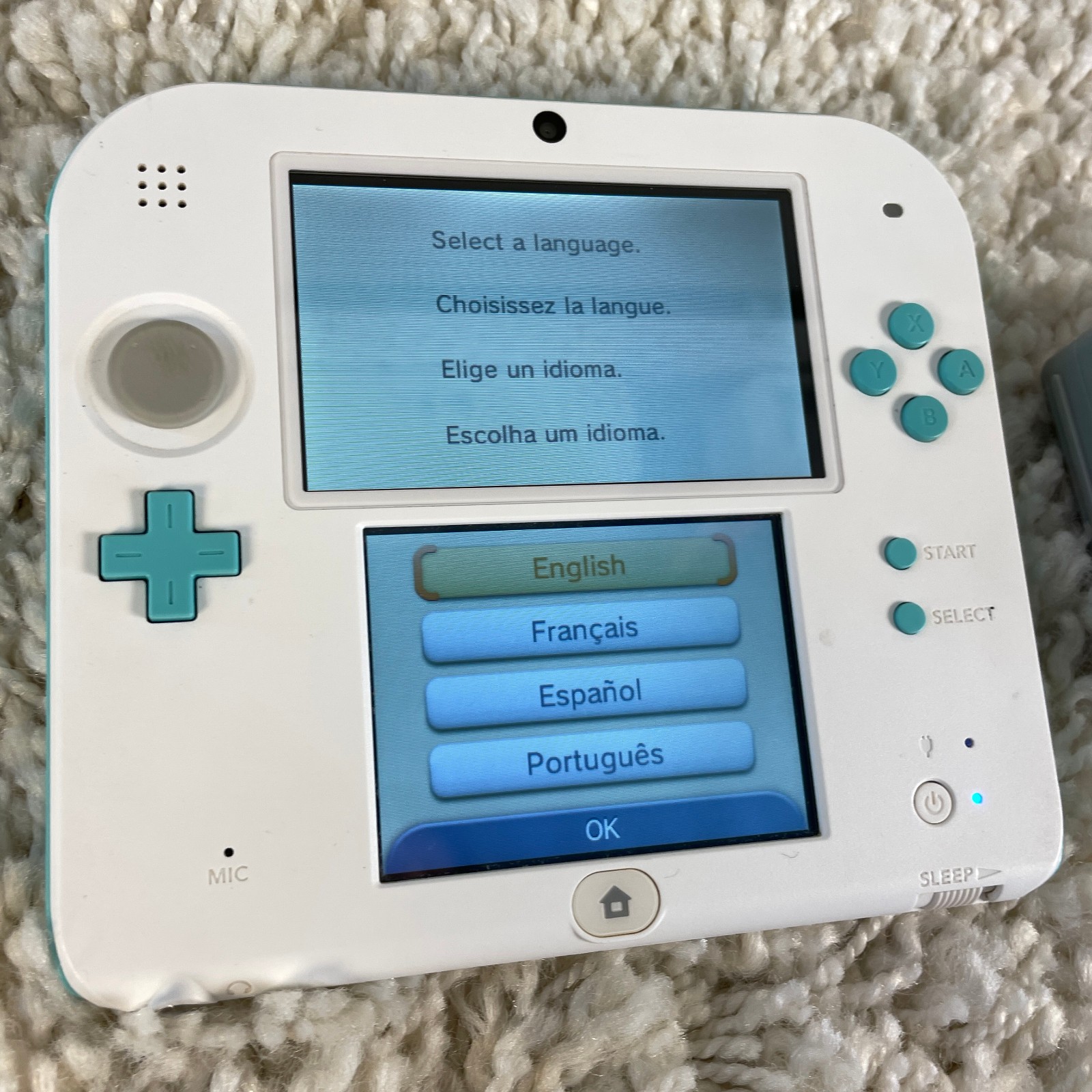 Nintendo 2DS Sea Green Handheld System Console Model FTR-001 Tested