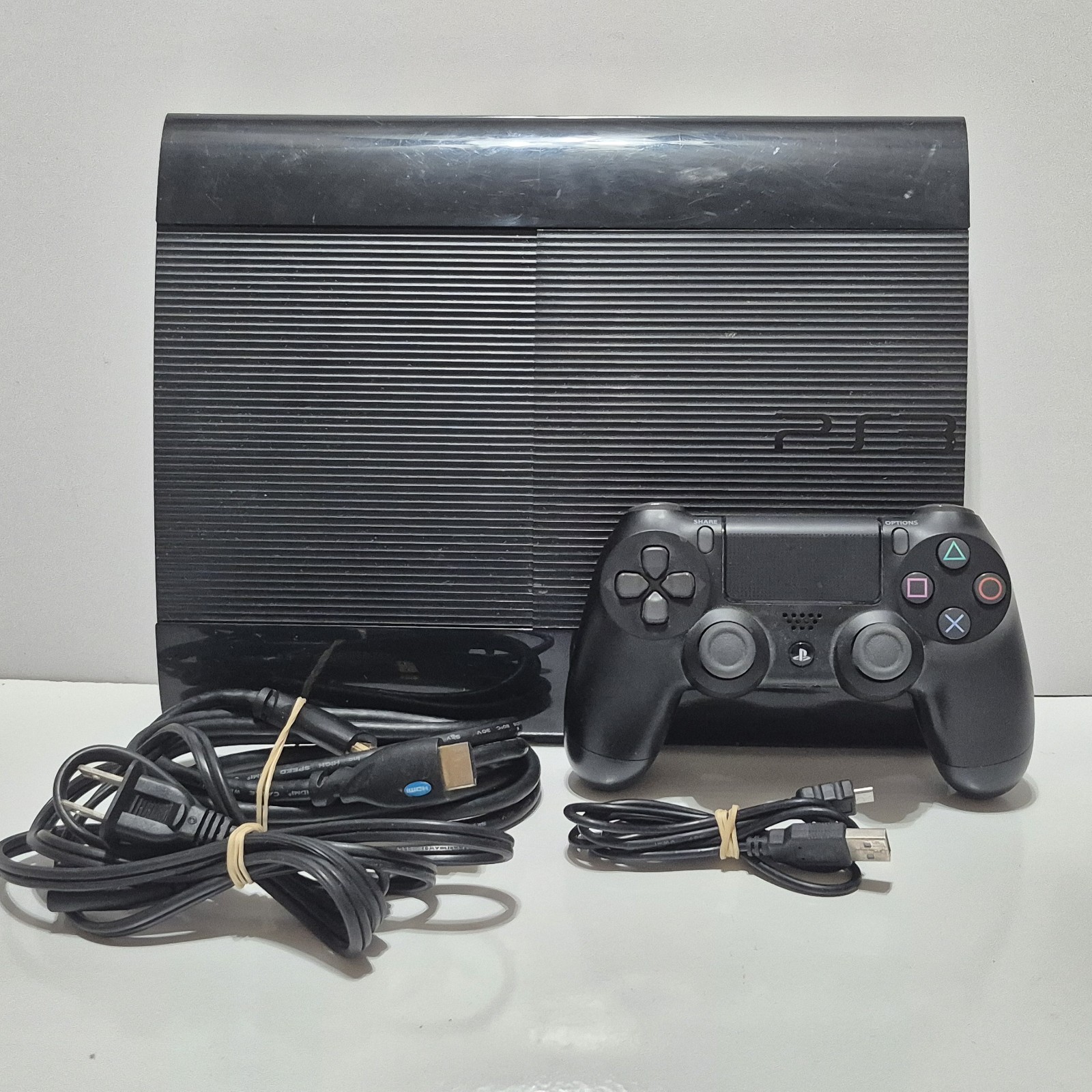 Sony PayStation 3 Super Slim Black Console & Controller CECH-4201B PS3 *TESTED