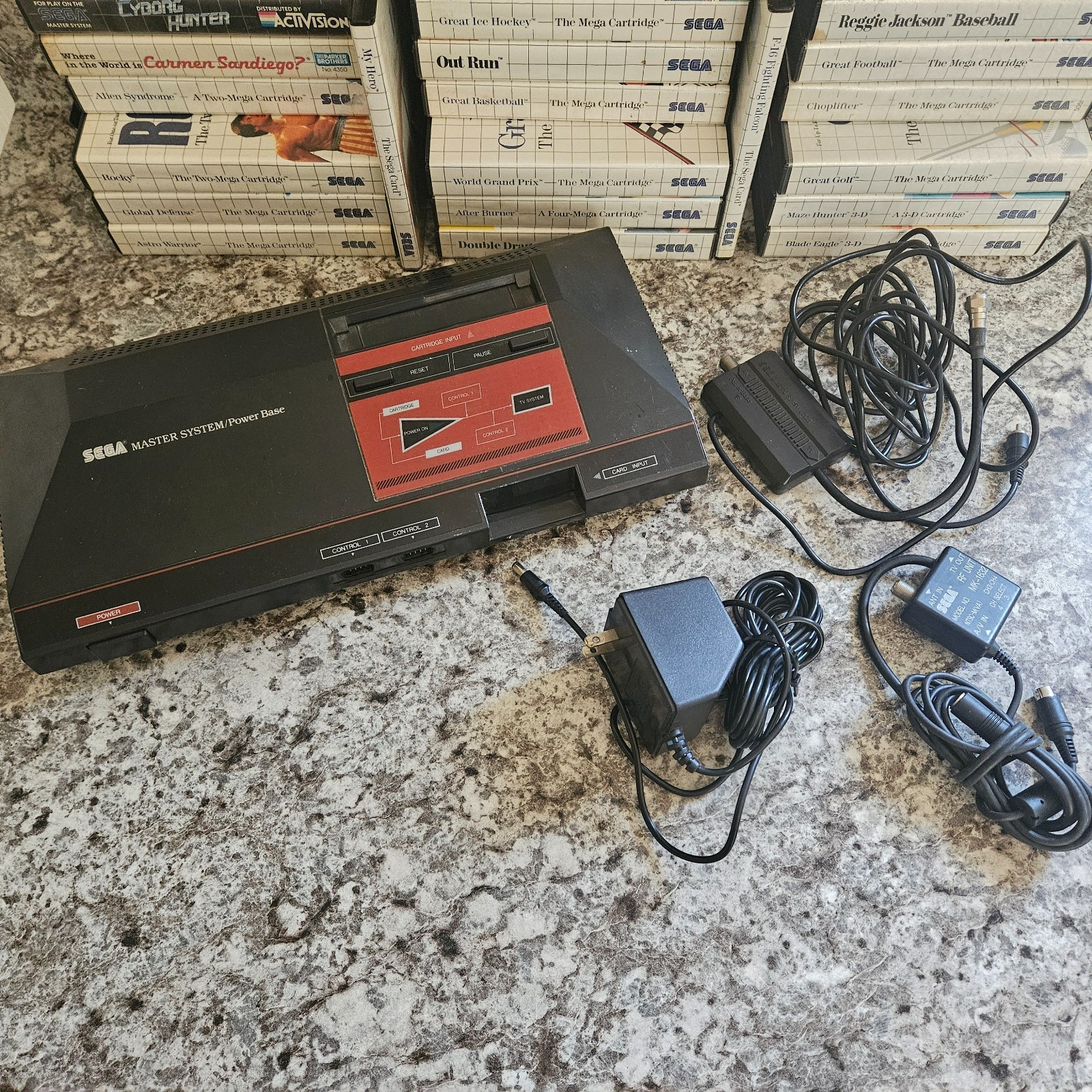 Sega Master System Lot – Console +61 Games +3D Glasses +2 Phasers +Controller