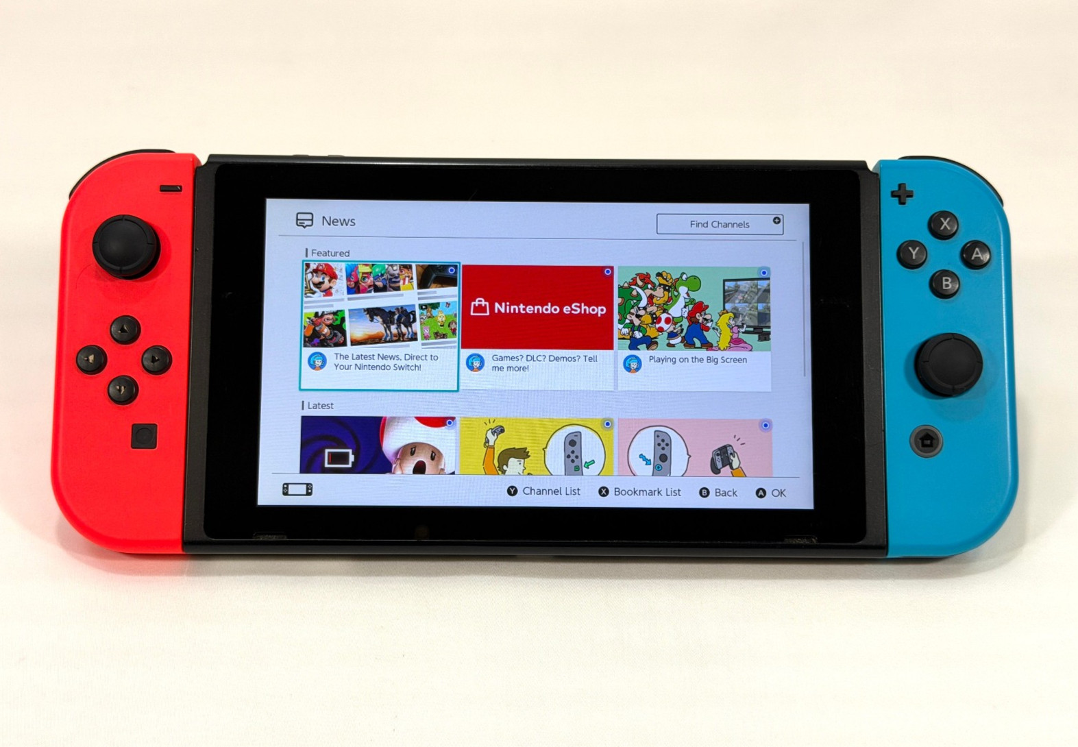 Nintendo Switch v1 Console Gaming System HAC-001 w/ Neon Red/Blue Joy-Cons
