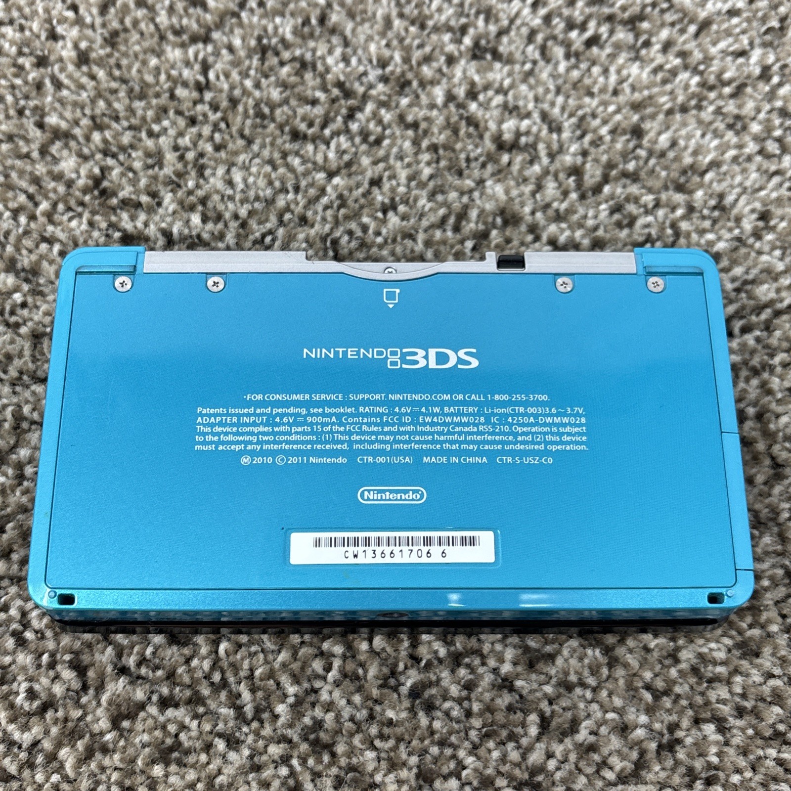 Nintendo 3DS Handheld System Aqua Blue With Charger Tested Working