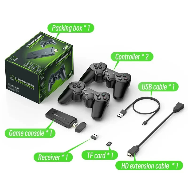 DATA FROG Retro Video Game Console 2.4G Wireless console game Stick 4k 10000 D