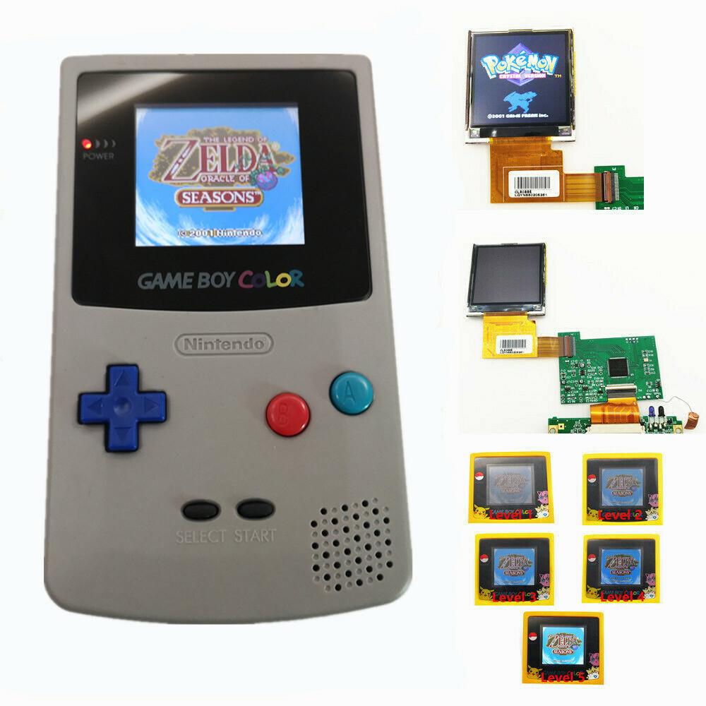 Gray Retrofit Game Boy Color GBC Console With Highlight Back Light LCD