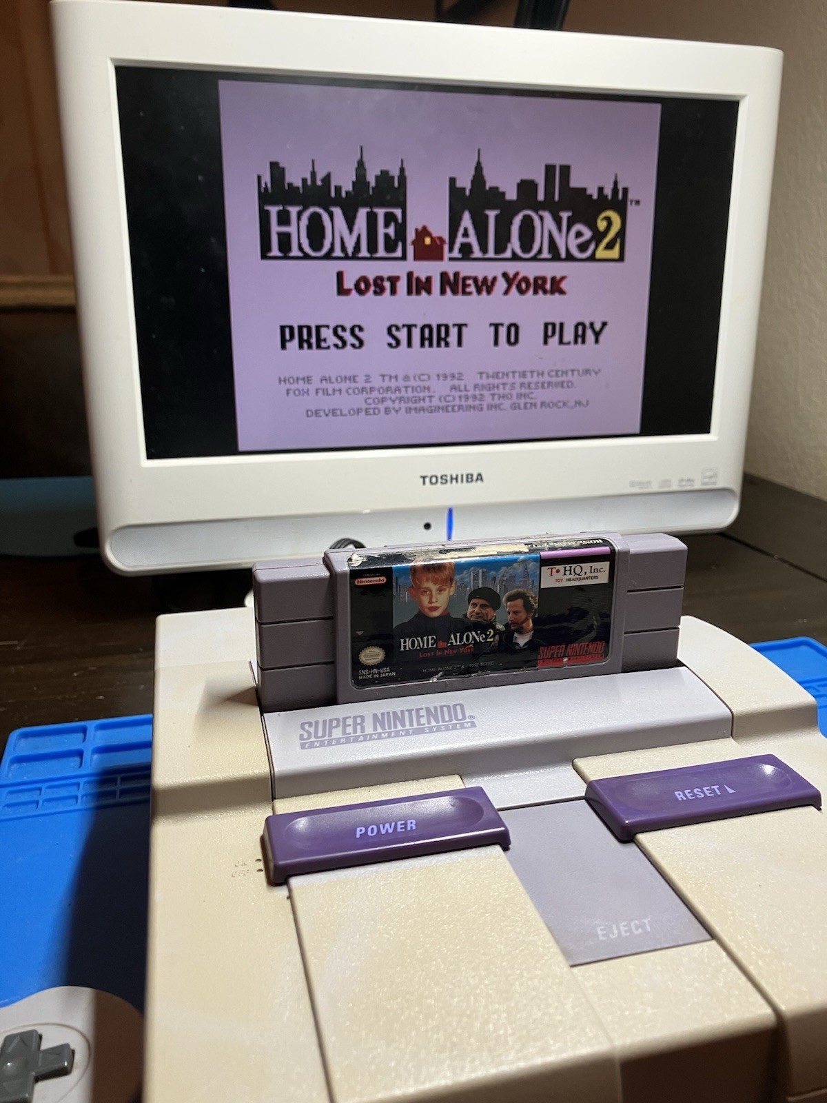 Super Nintendo SNES System Console Bundle 10 Games Super Mario World TMNT IV