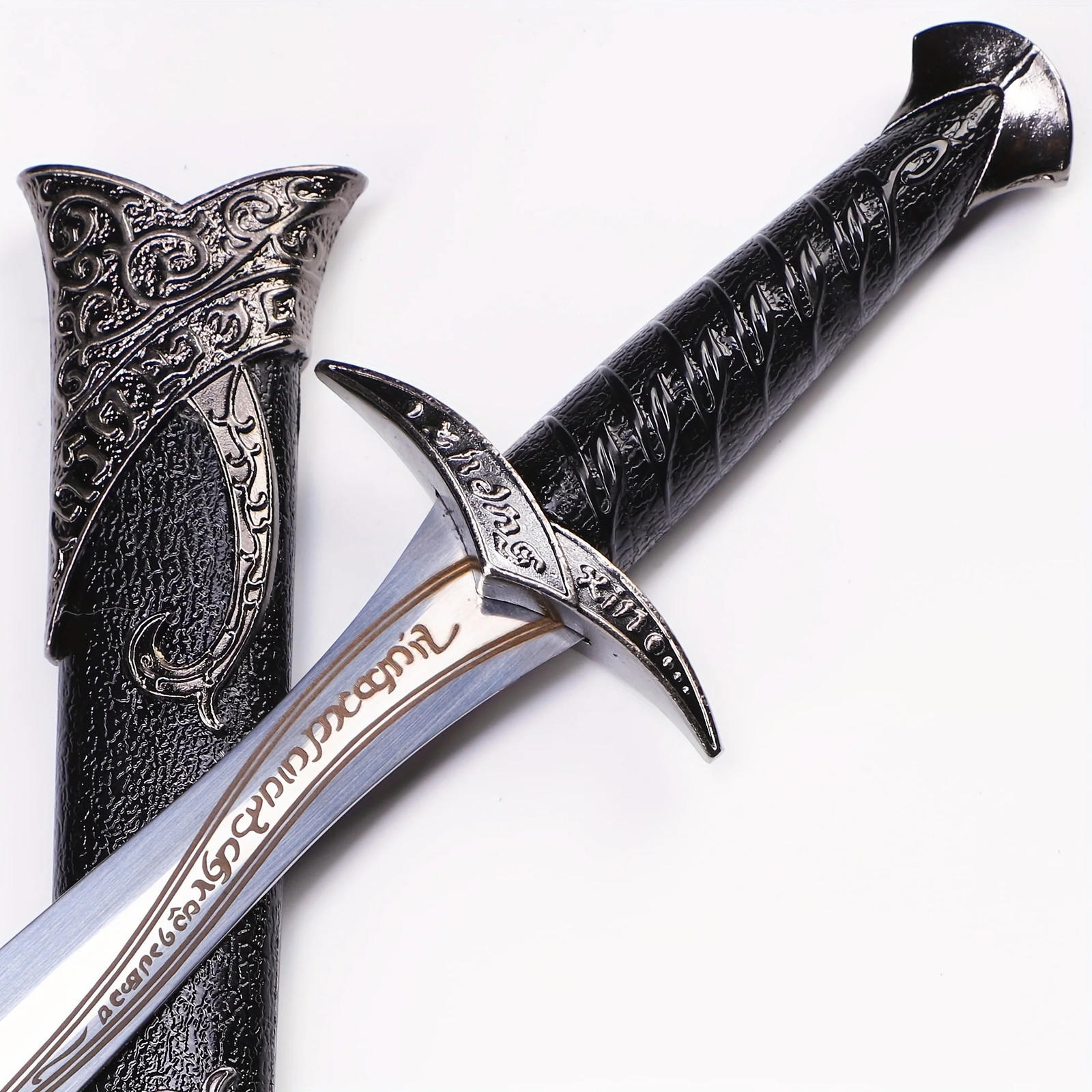Daga Elvénica Medieval de 11″ – Espada de Fantasía Negra de Acero Inoxidable con