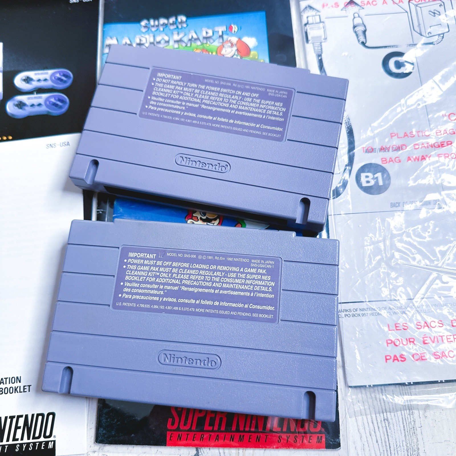 Super Nintendo Super Set System SNES Super Mario Kart + Mario World Variant CIB