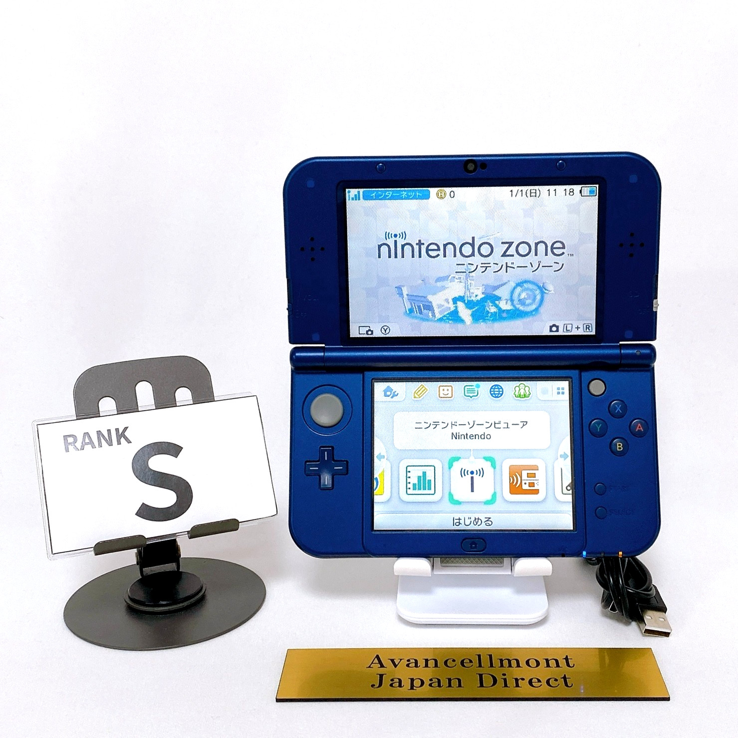 New Nintendo 3DS LL XL Metallic Blue Console Stylus Japan Tested Working Rank S