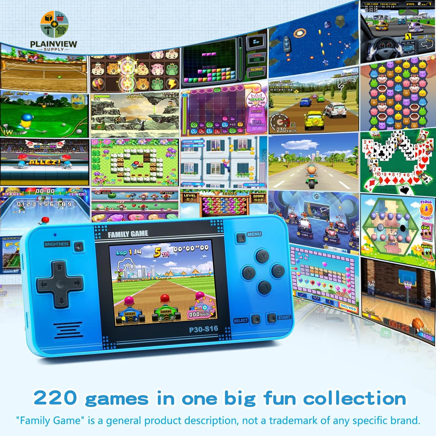Handheld Game for Kids -Preloaded 220 Retro Video Games, Portable Gaming Player