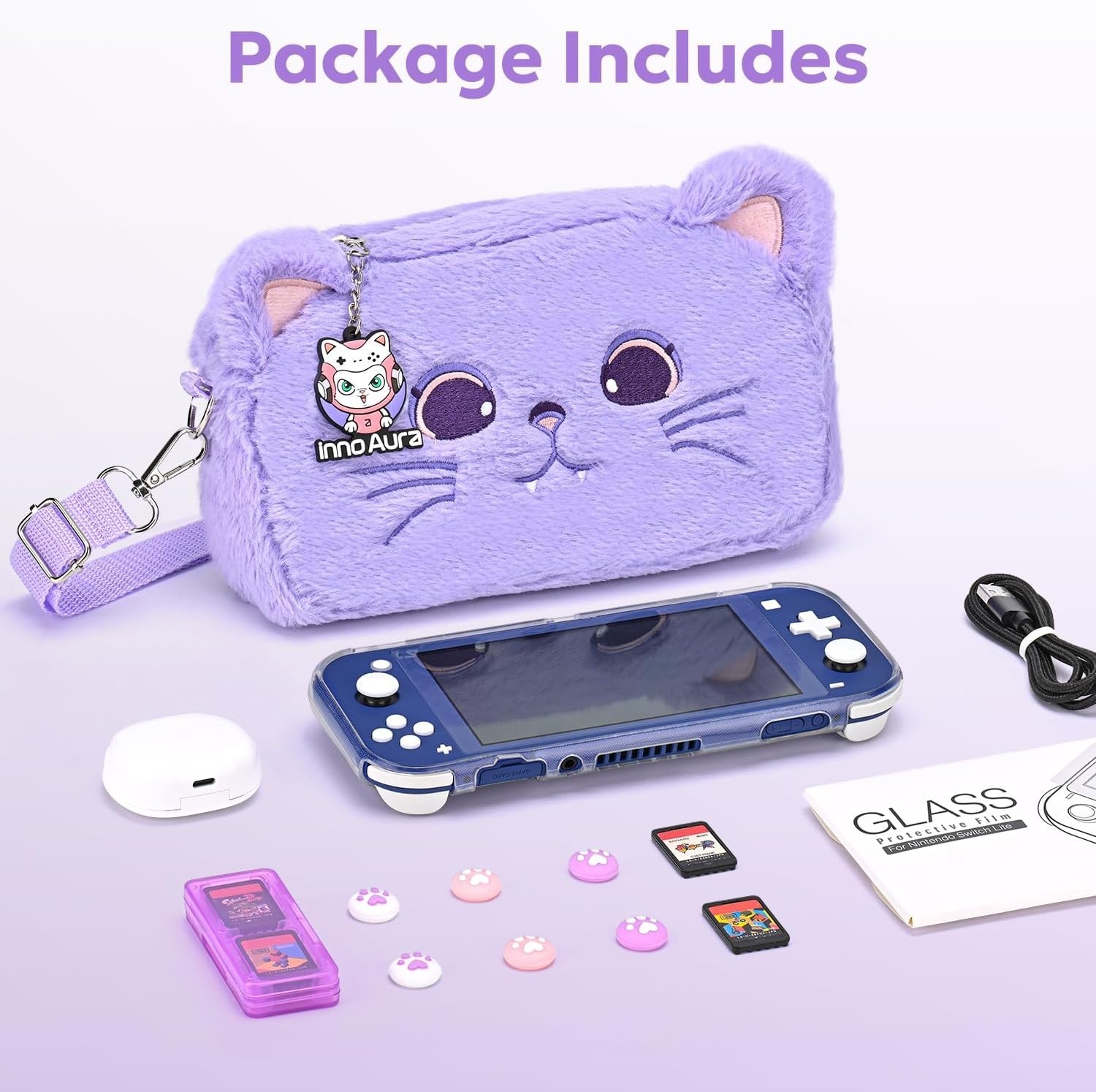 Switch Lite Protective Case Bundle with Game Card Holder and Screen Protectors