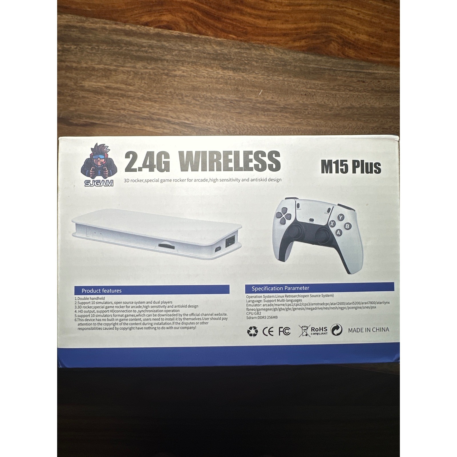 SJGAM M15 Plus 2.4G Wireless Retro Game Stick 4K 3D 10 Simulators 2 Controllers