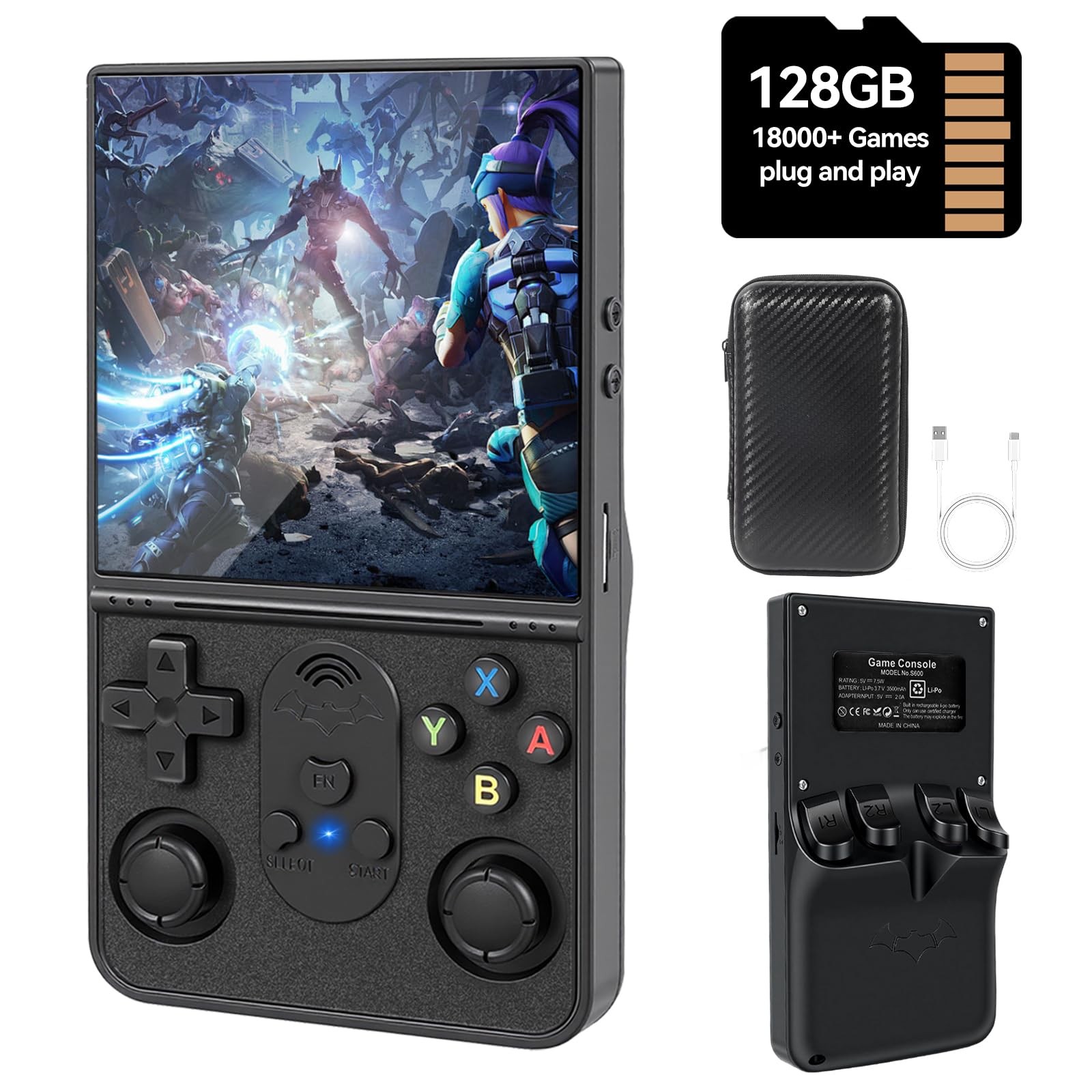S600 Retro Handheld Game Console, 4 Inch 720p IPS Screen, 128GB with 18,000+ …