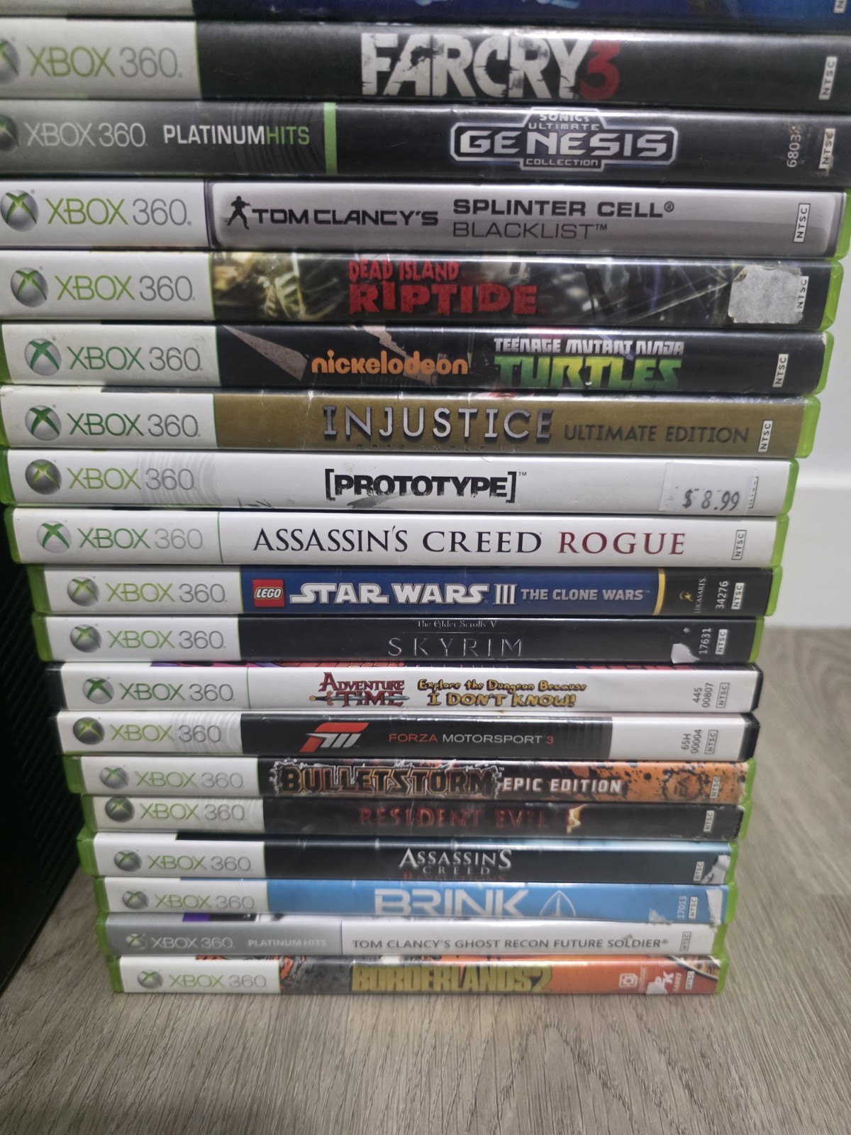 Xbox 360 S Console Bundle 4 Controllers 30+ Games No Hard Drive Tested Works