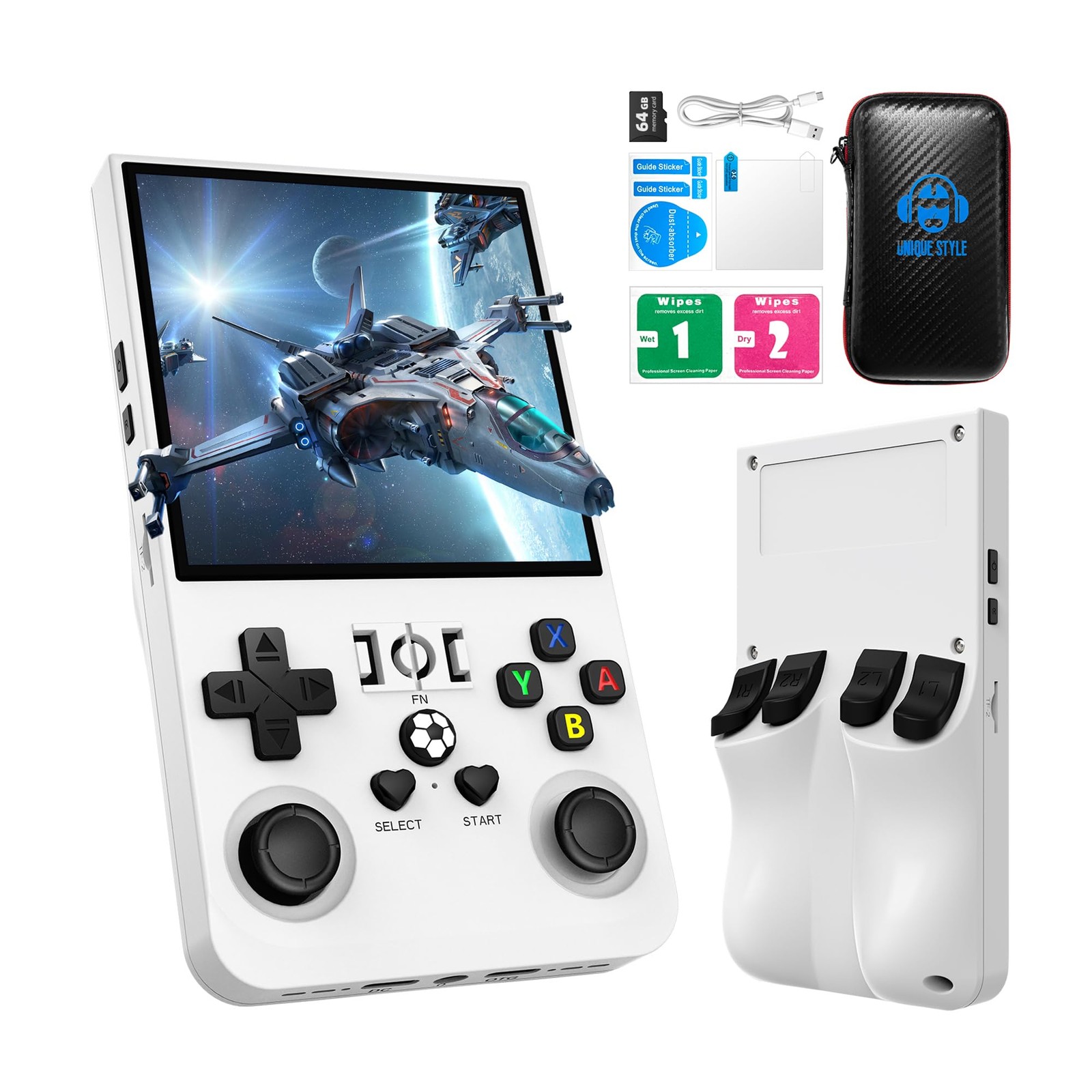 R36MAX Retro Handheld Game Console, 4.0 Inch 720×720 IPS Screen, 64GB Built-i…