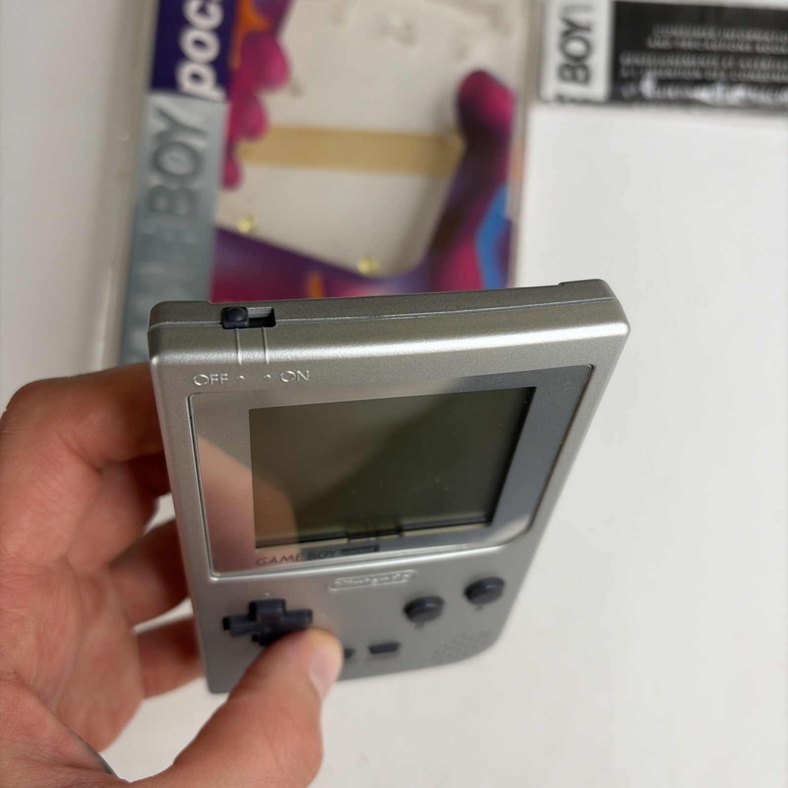 CLEAN Nintendo Game Boy Pocket Silver Handheld MGB-001 Complete Box CIB Tested