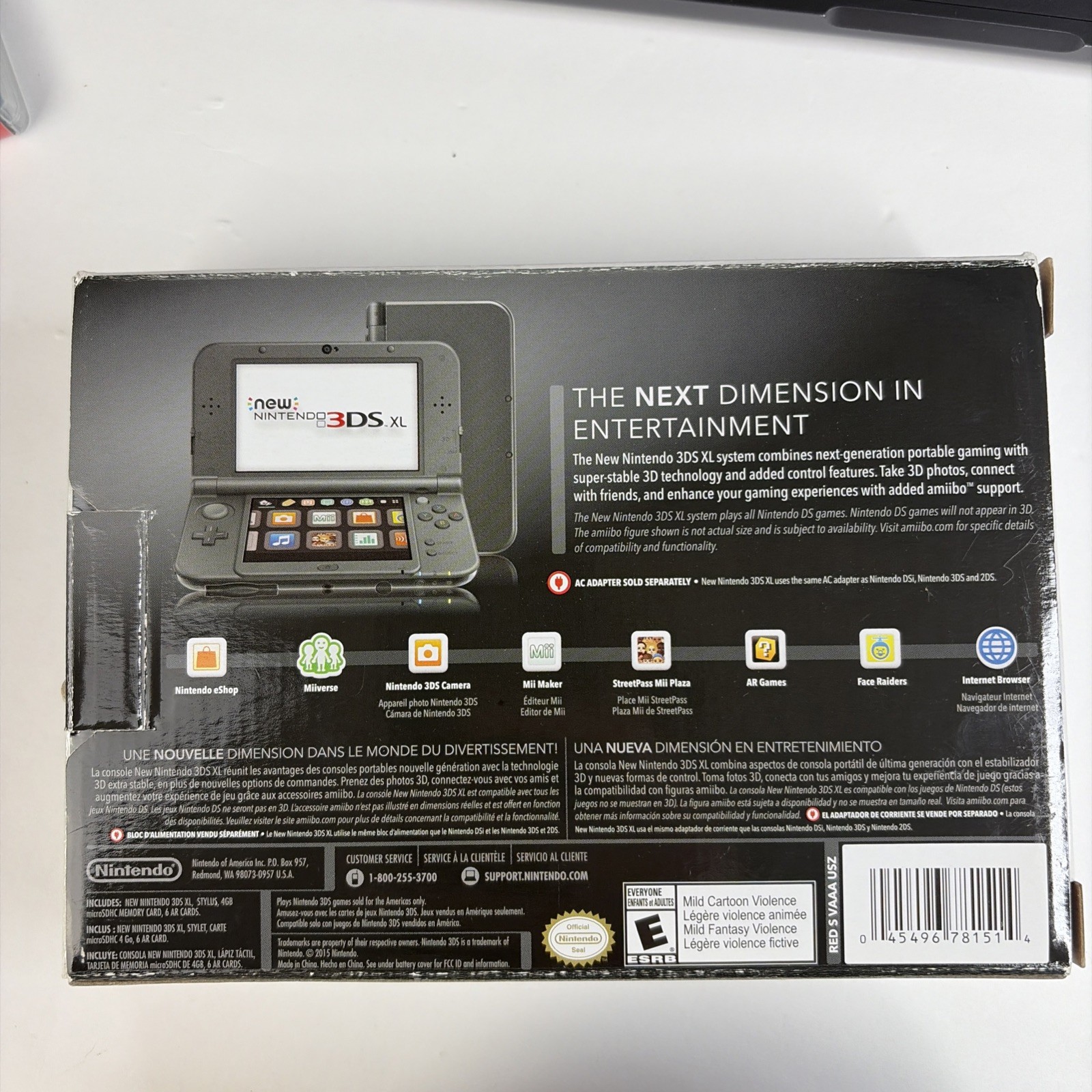NICE! Nintendo New 3DS XL Black Complete Box W Charger Stylus US Model Top IPS