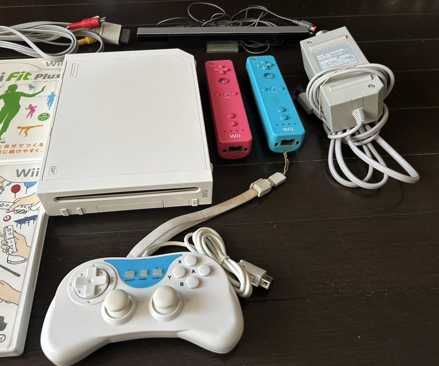 Nintendo Wii White Console Bundle 2 Wii Pink Blue Answers Classic Mario 6 Games