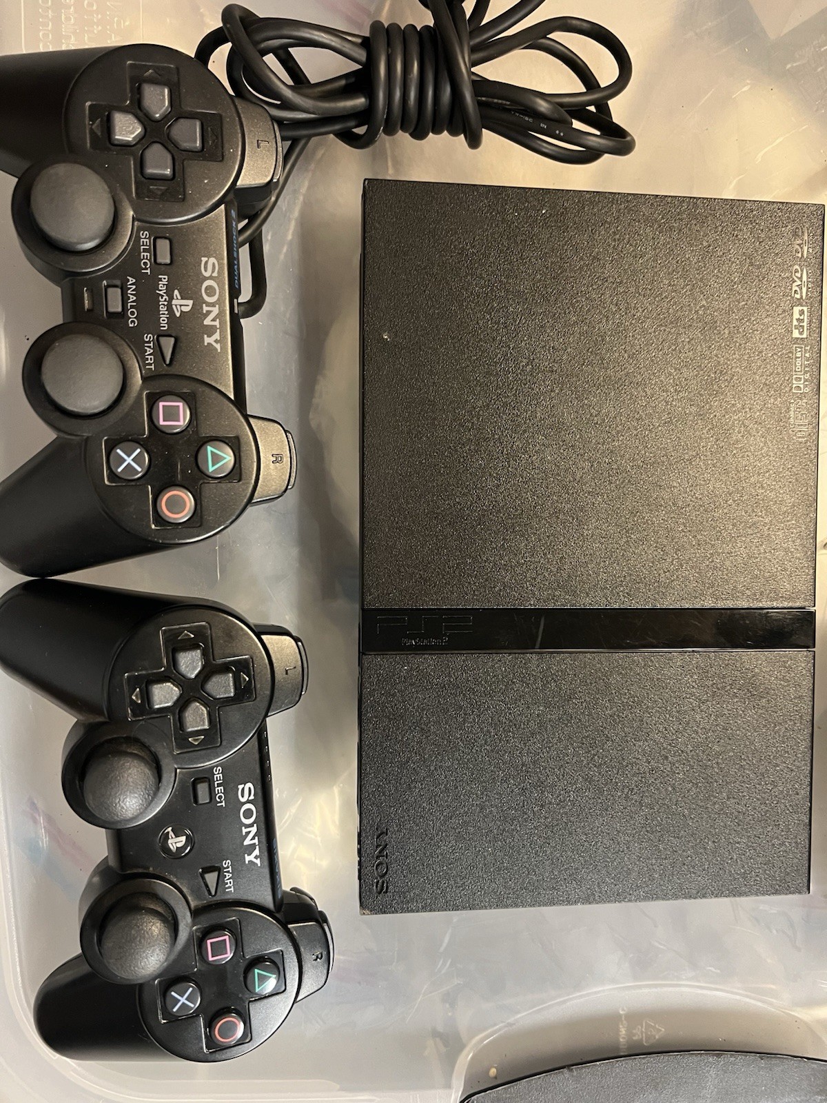 PlayStation 2 PS2 Console Slim Black + 2 Controllers + Cords+ Memory card