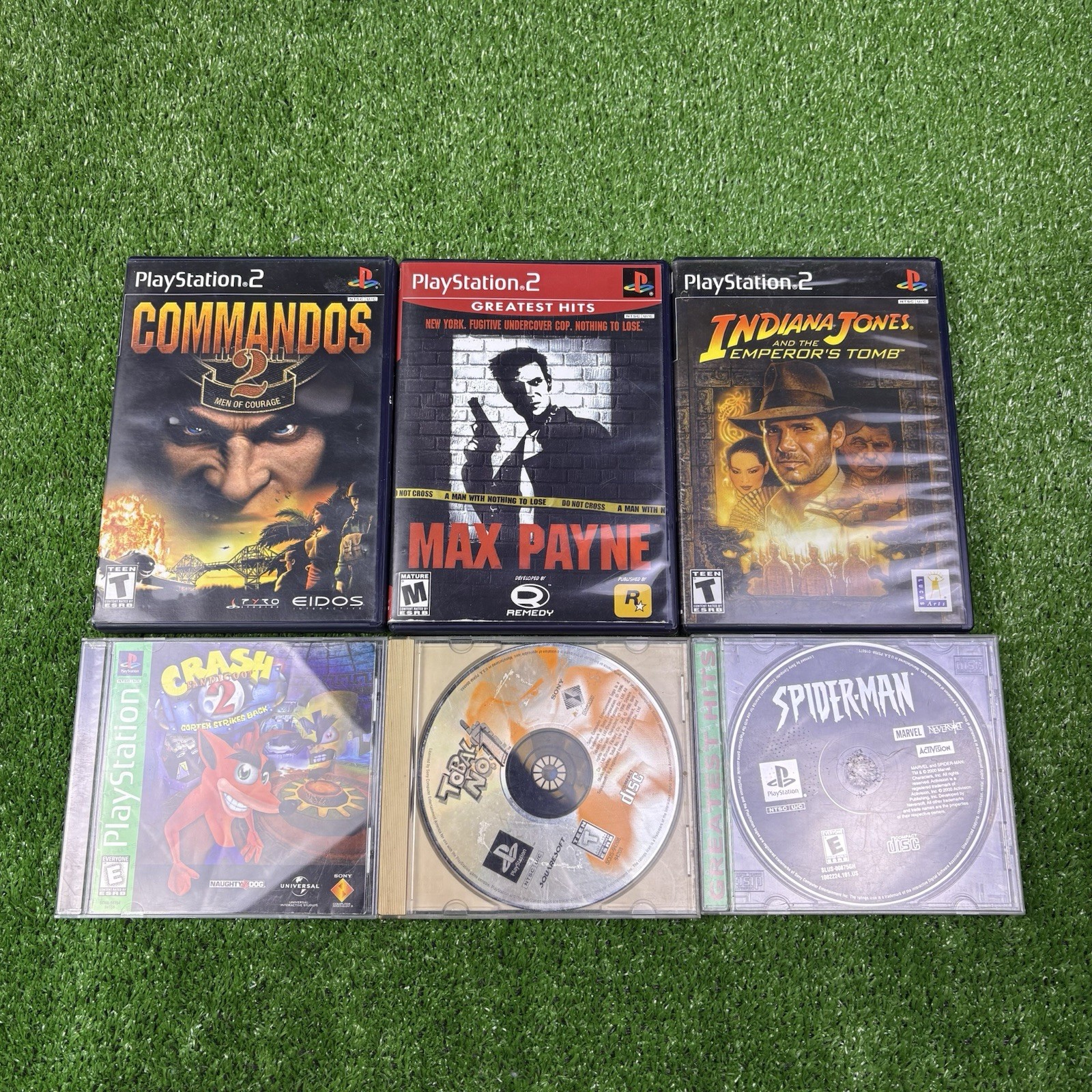 Sony Playstation 2 PS2 Game System Bundle W/ 2 Controllers, 6 Games & Beat Pad