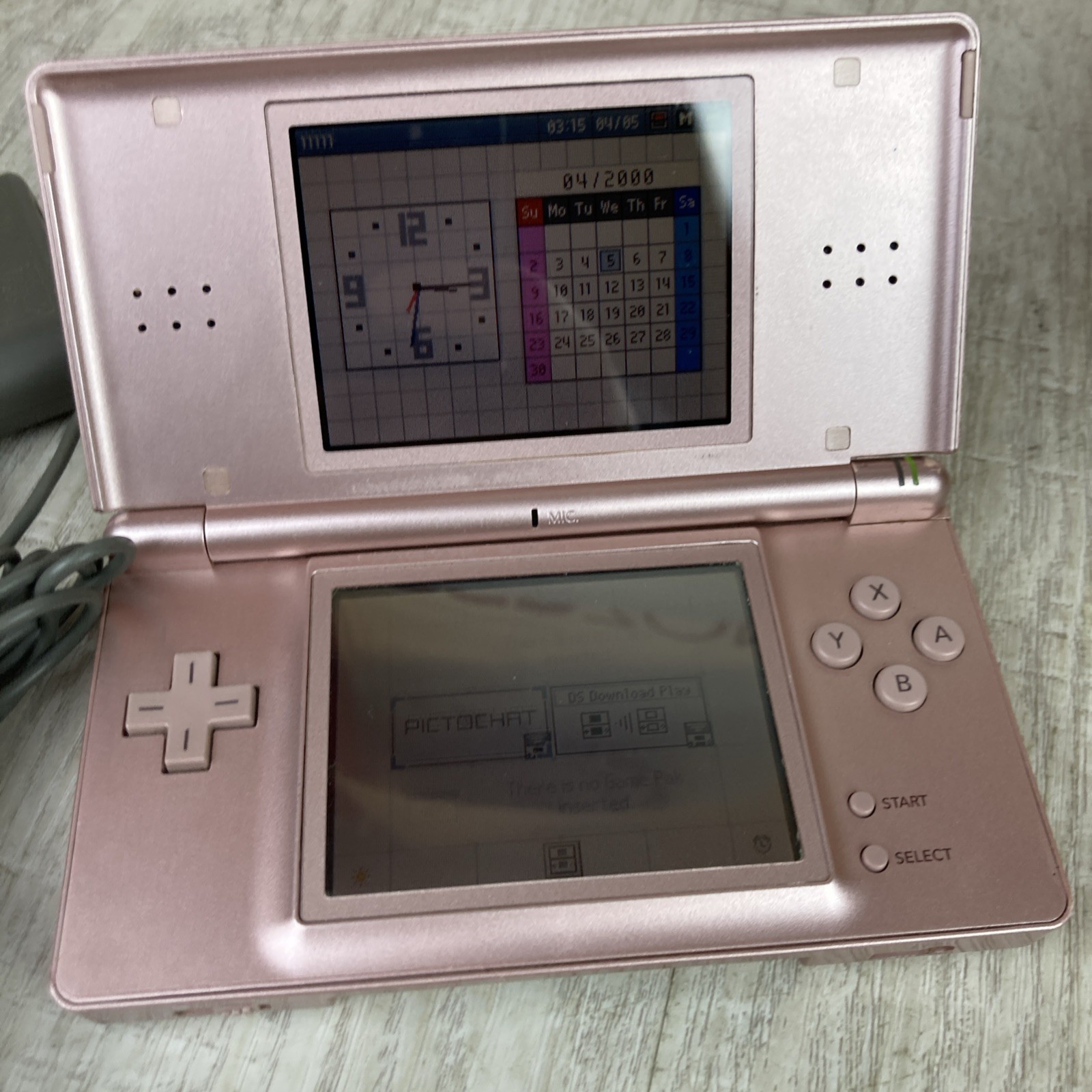 Nintendo DS Lite Rose Gold Handheld Video Game System w/charger, no Stylus