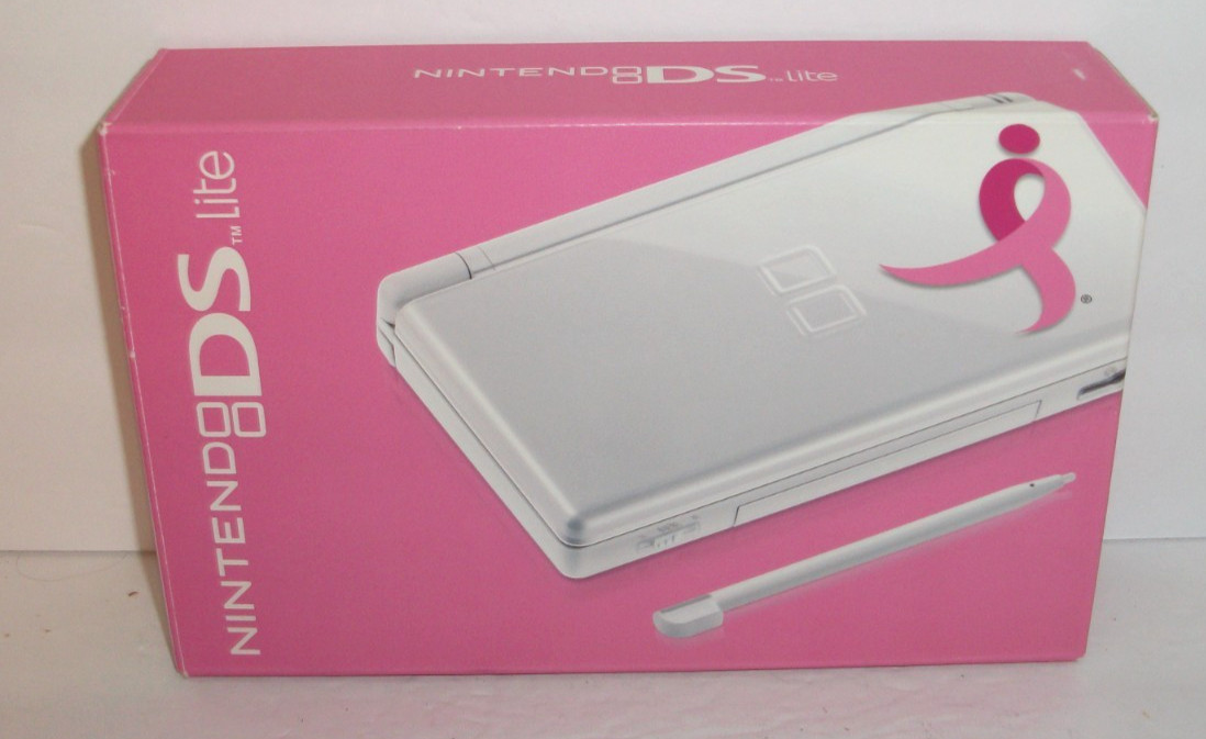 Nintendo DS Lite Pink Ribbon Polar White – Susan G Komen Breast Cancer + 2 Games