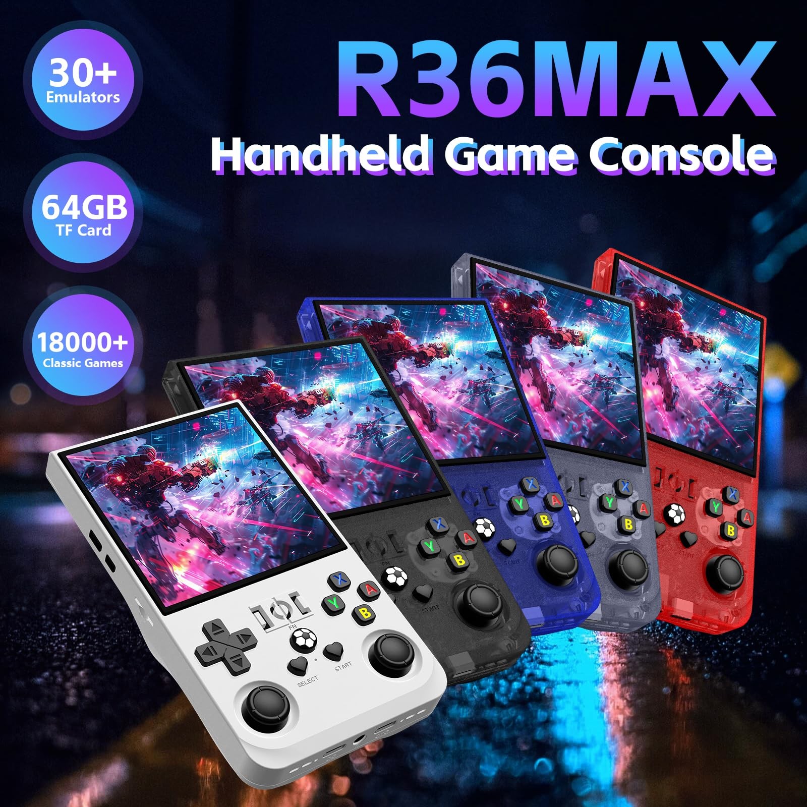 R36MAX Retro Handheld Game Console, Retro Gaming Console with 4.0 Inch IPS HD…