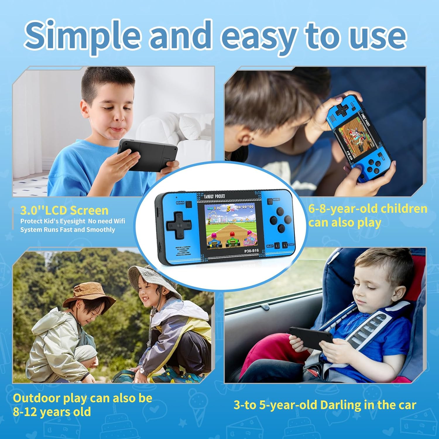 Handheld Game for Kids -Preloaded 220 Retro Video Games, Portable Gaming Player