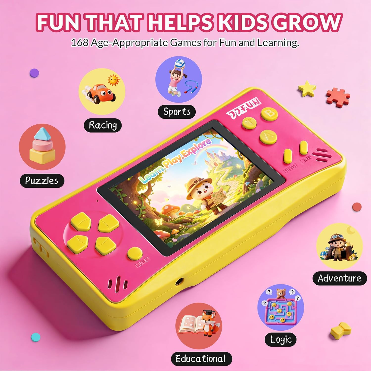 Handheld Game for Kids,Preloaded 168 Retro Video Games, Portable Gaming Player w