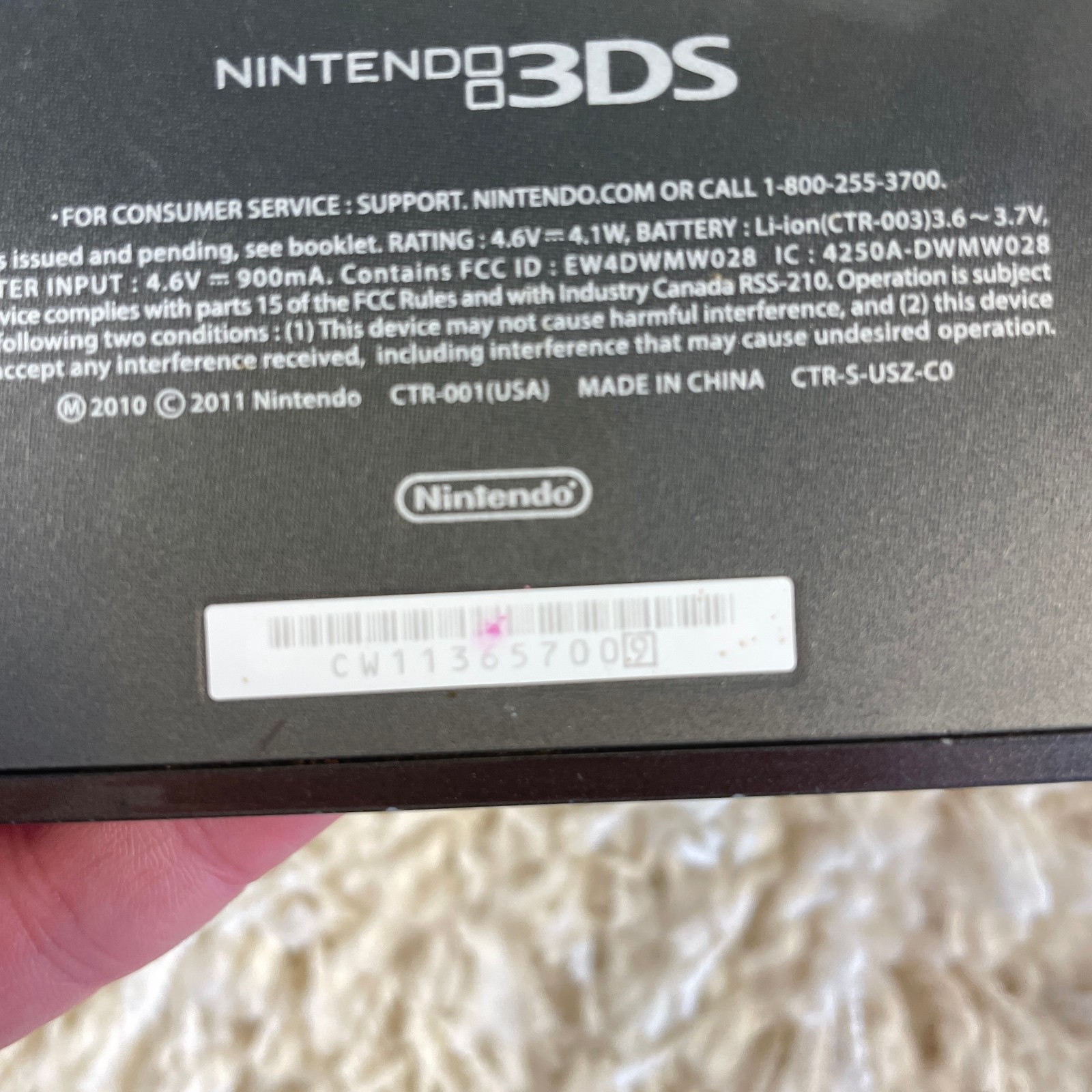 Nintendo 3DS Cosmo Black Handheld Console System CTR-001 Tested