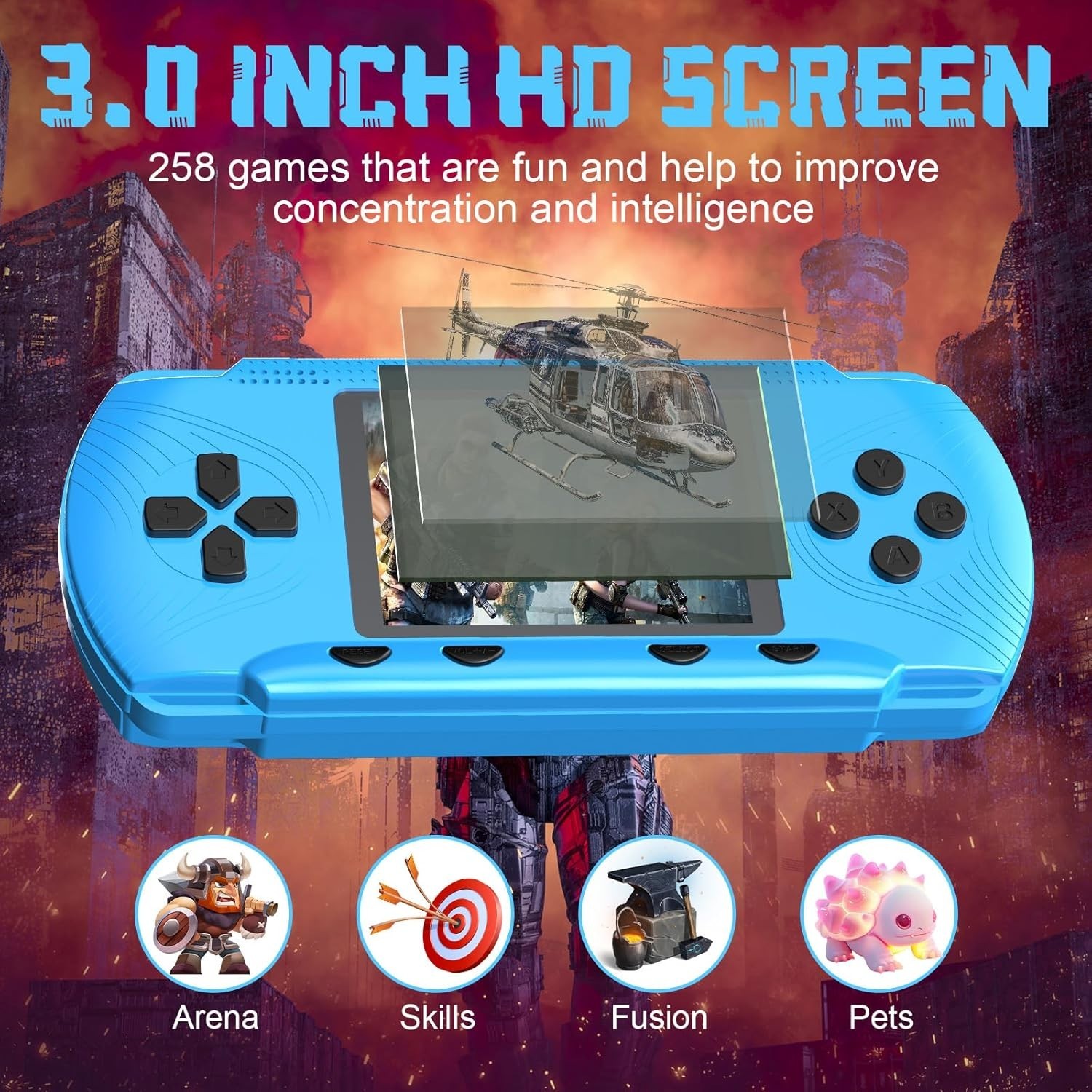 Handheld Retro Gaming Console for Kids & Adults – 3.0” LCD Screen Plug & Play