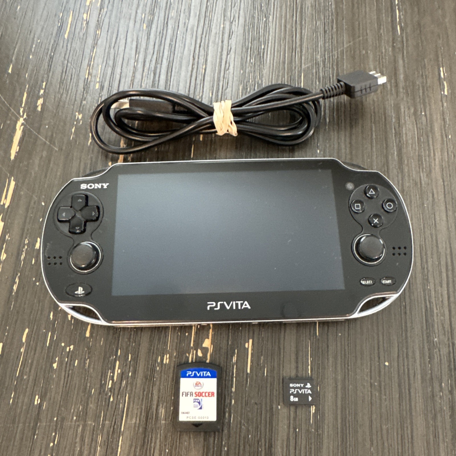 Sony PlayStation Vita Black Gaming Handheld System PCH-1001 FIFA soccer 8gb