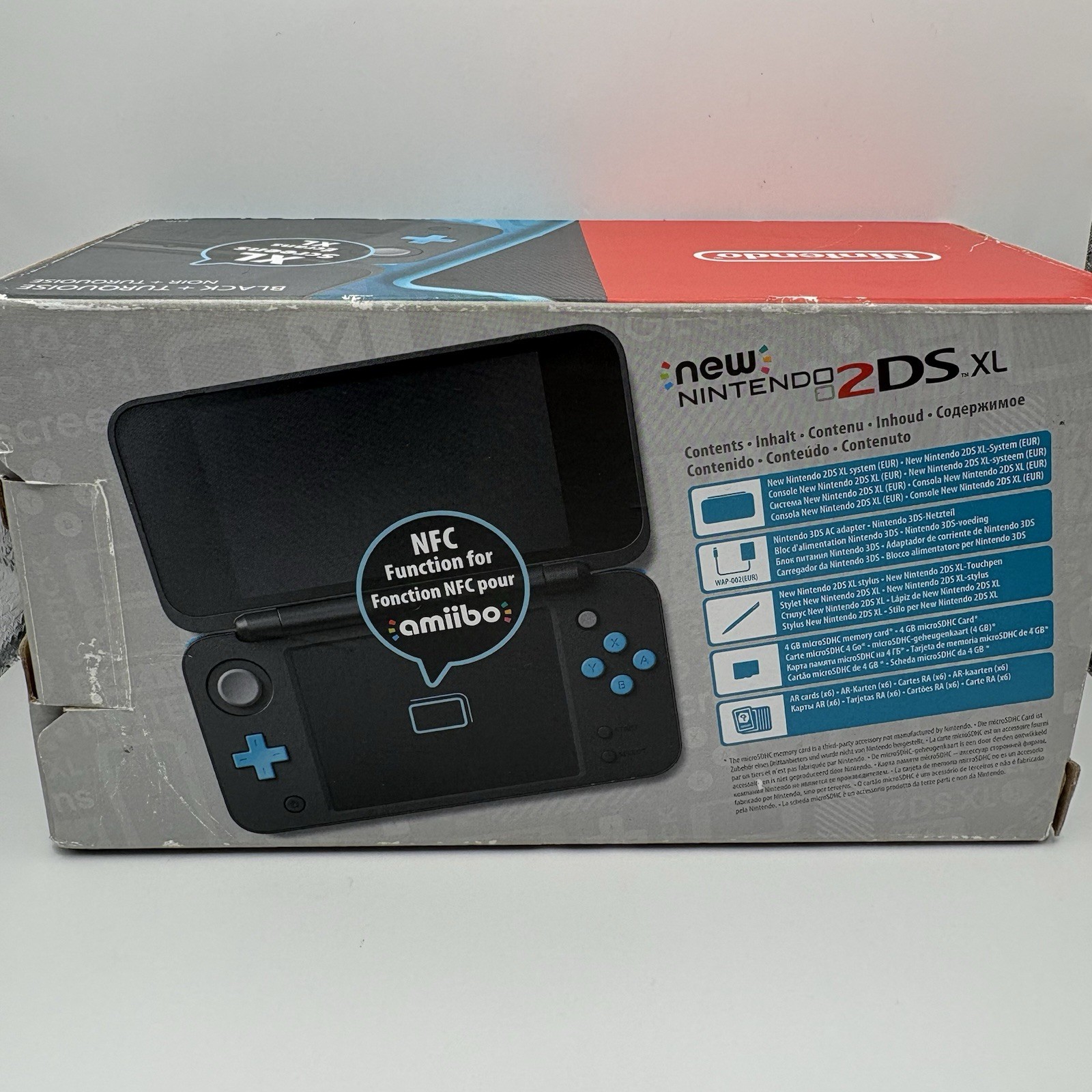 NEW NINTENDO 2DS XL 4GB BOXED – BLACK/TURQUOISE + ACCESSORIES