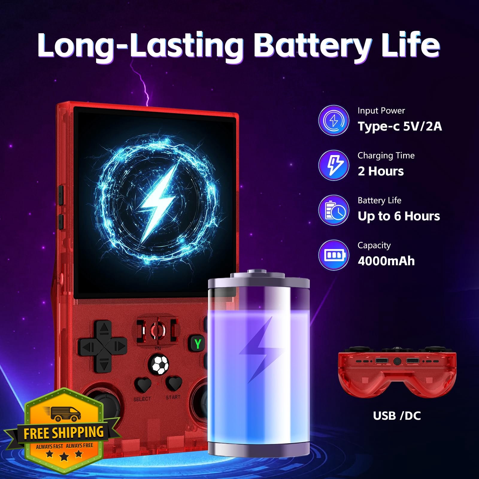AISLPC R36MAX Game Console 4.0″ Red 64GB