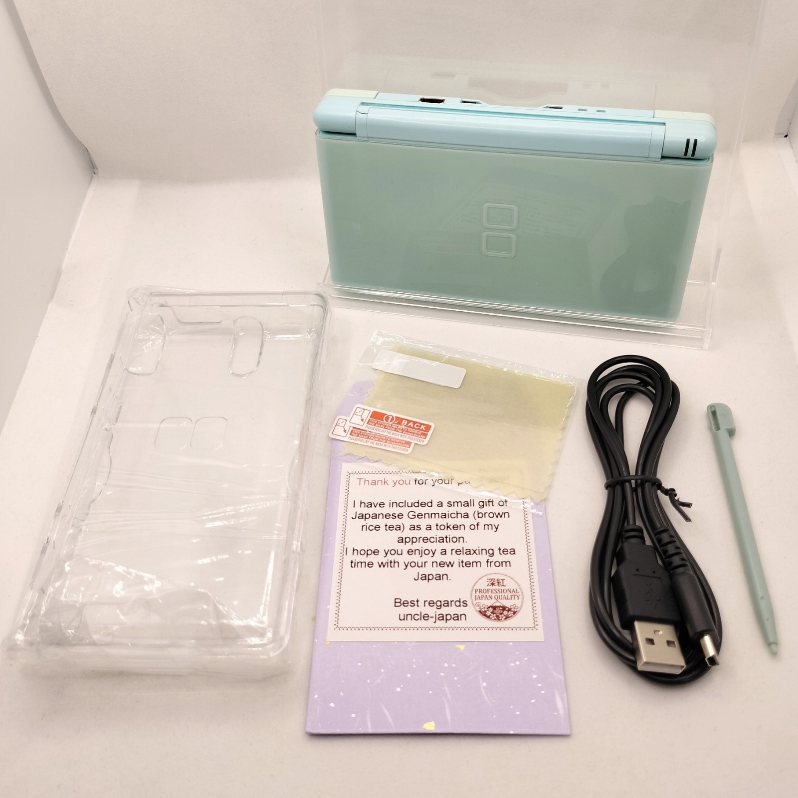 Nintendo DS Lite Ice Blue Console USG-001 Bundle Small Hinge Crack Works Great