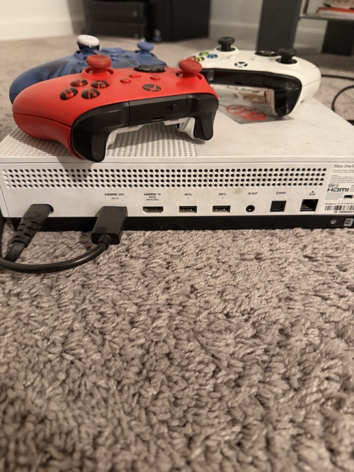 Microsoft Xbox One S All-Digital Edition 1TB Home Console – White- 2 controllers