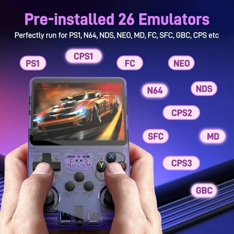 ZYTKWT R36S Handheld Game Console 3.5 IPS Screen 20000+ Games 128GB Purple