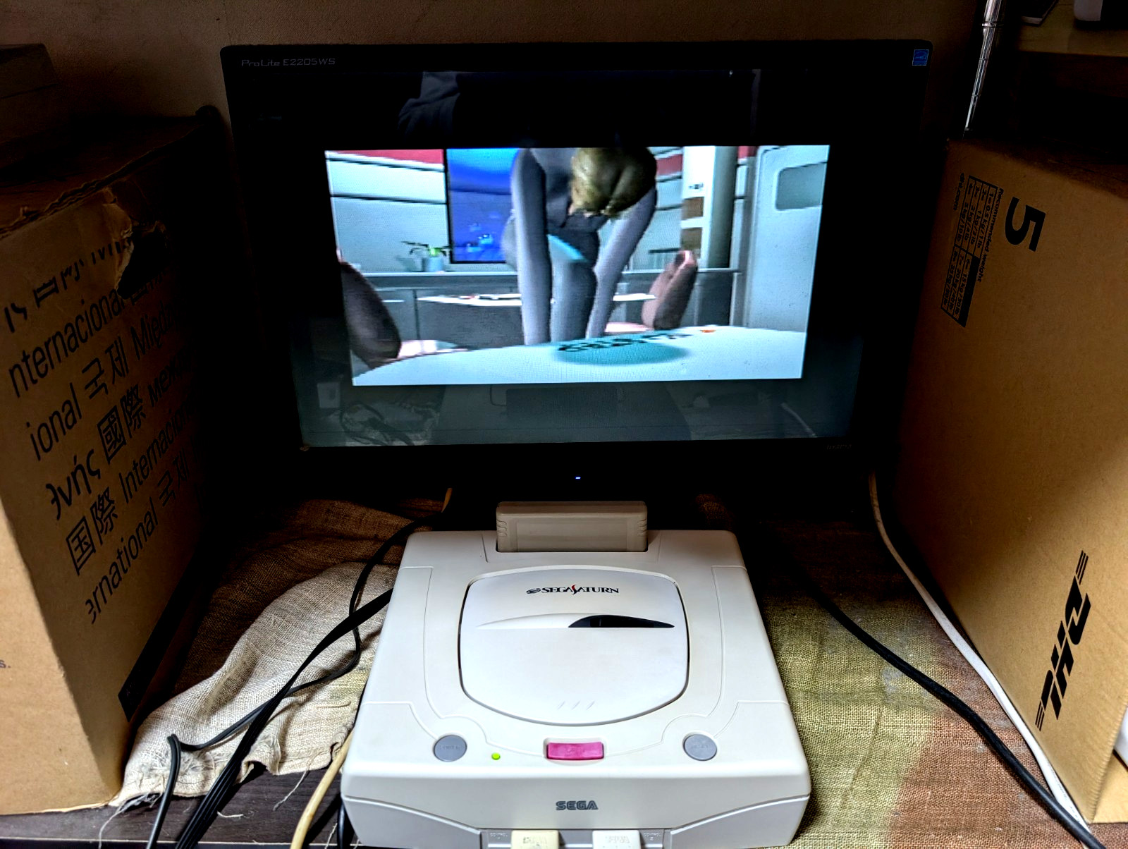 Sega Saturn White Console 3D Multi controller Game soft case Nights Japan