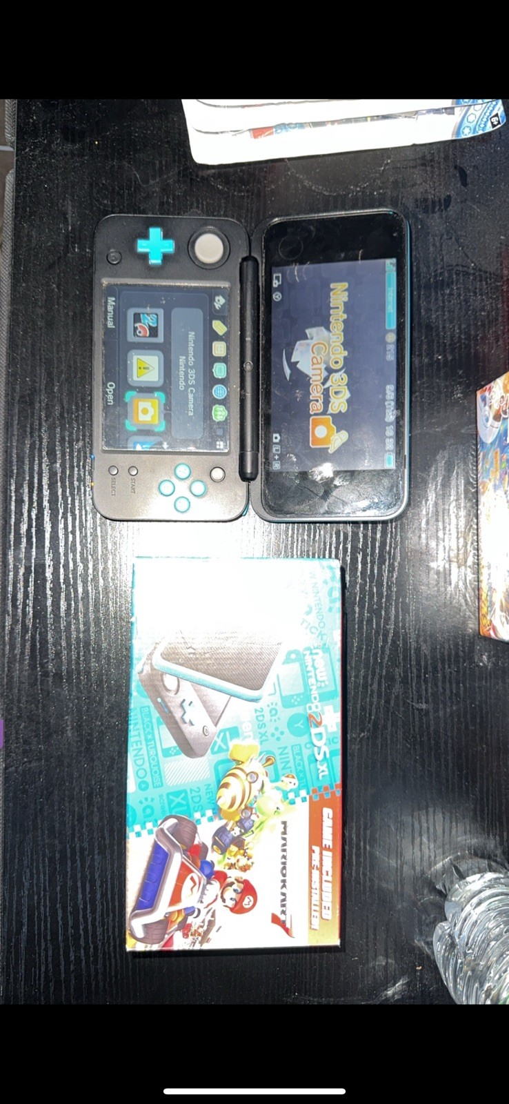 Nintendo 2DS XL Handheld Console with Mario Kart 7 Bundle – Black/Turquoise
