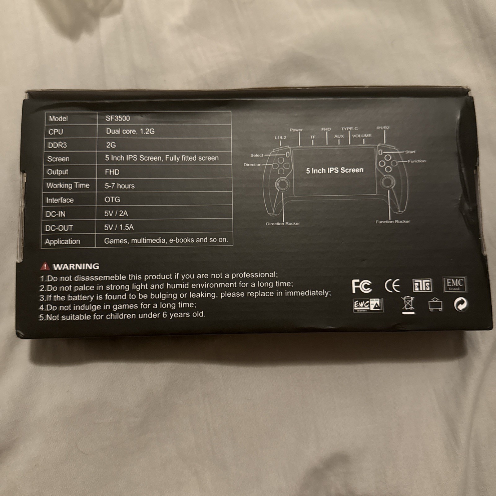 SF3500 5” IPS Handheld Game Console 64G 3000mAh Retro Player