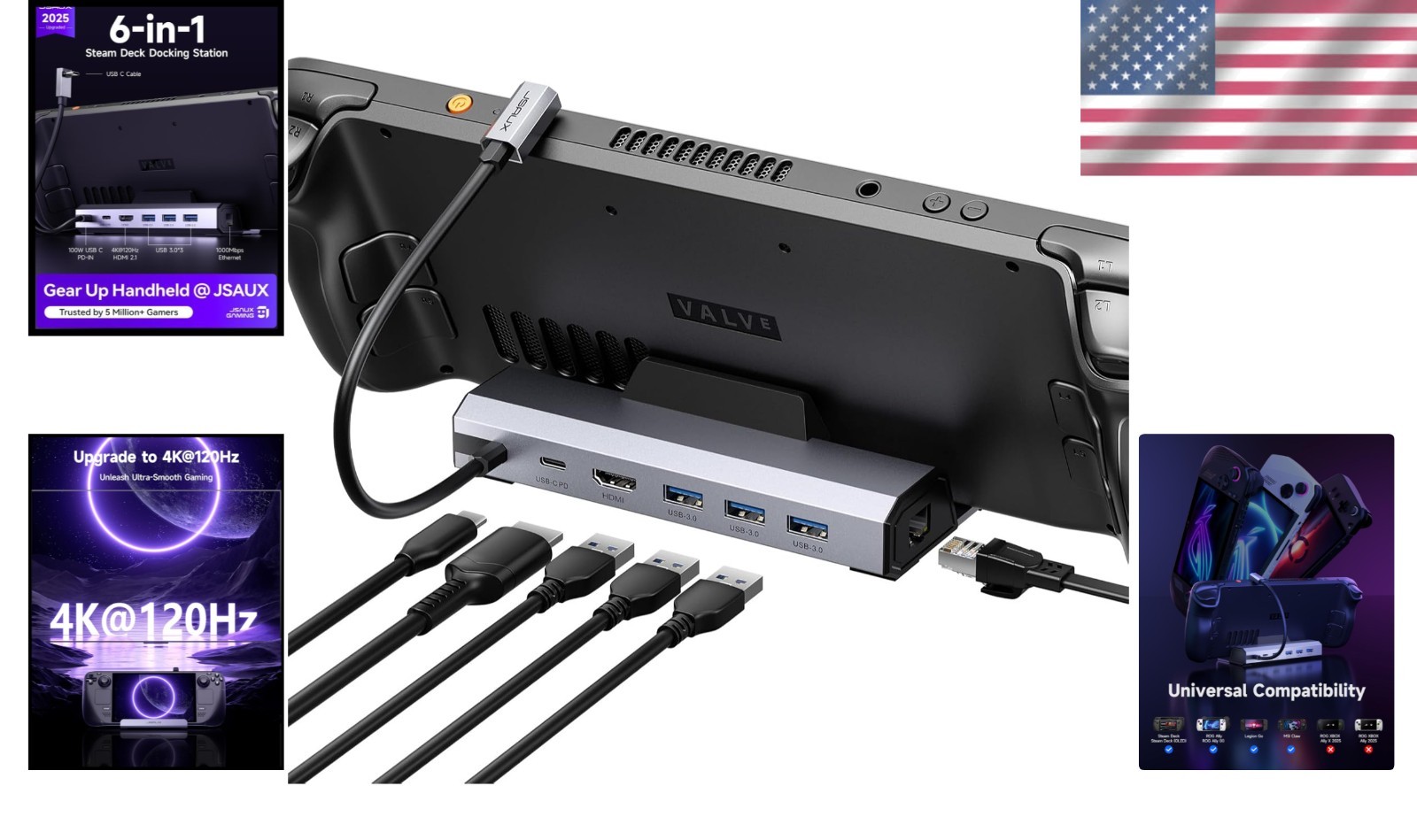 Ultra-Fast 6-in-1 Docking Station: 100W Charge & Gigabit Ethernet for Gaming