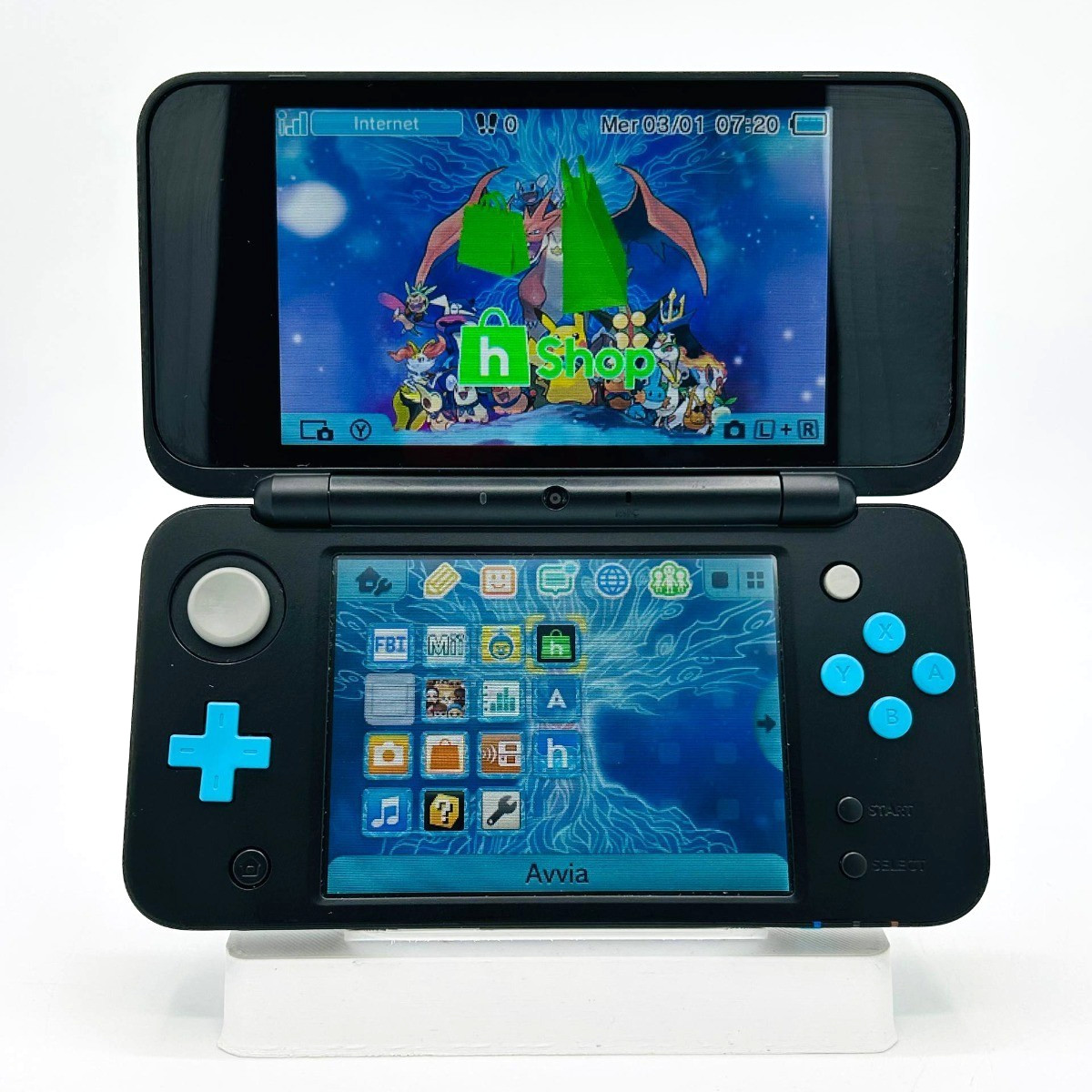 New Nintendo 2DS XL Blue & Black 32GB – 100% Customized