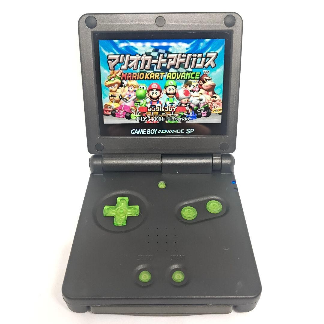 Black Green Game Boy Advance SP IPS LCD, Full Custom