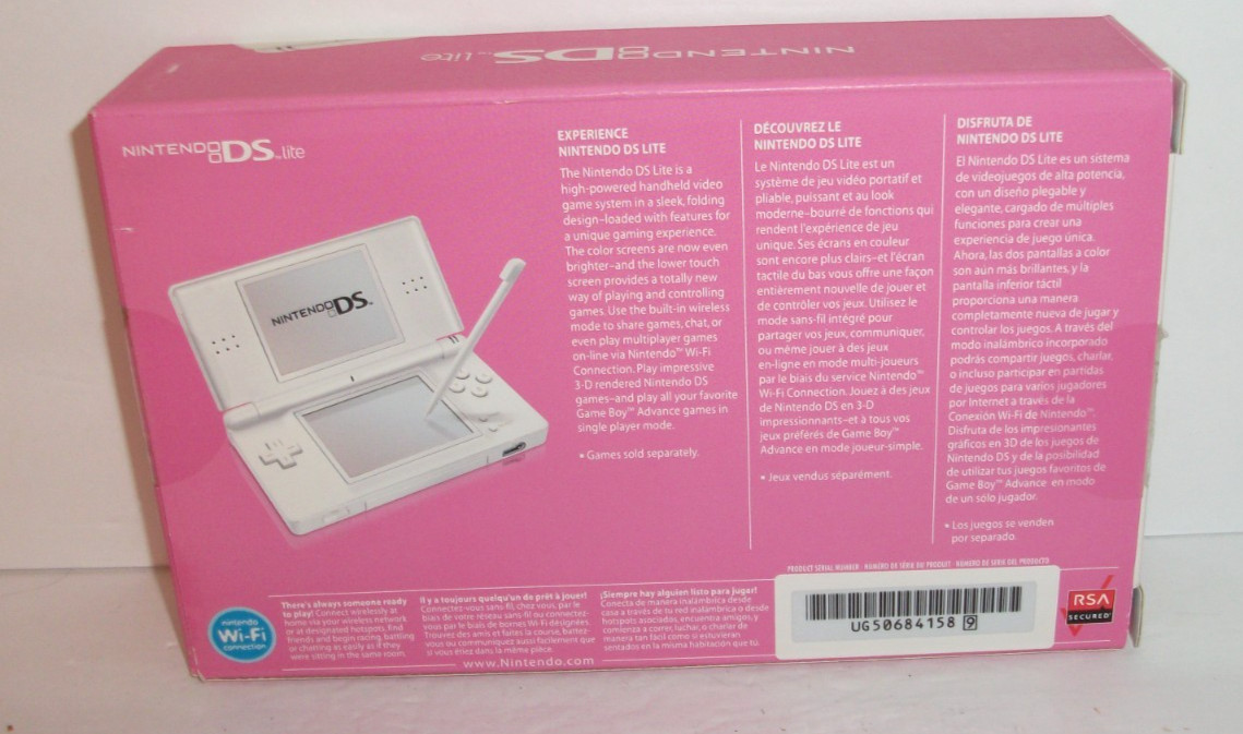 Nintendo DS Lite Pink Ribbon Polar White – Susan G Komen Breast Cancer + 2 Games