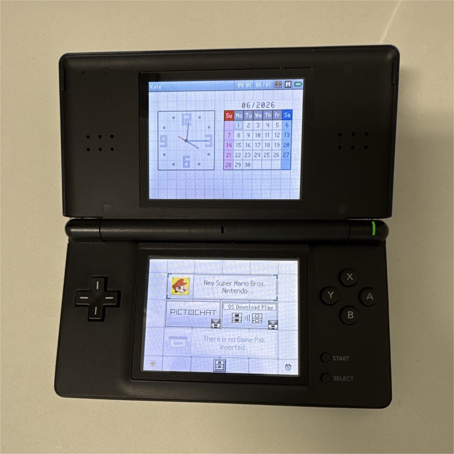 Nintendo DS Lite Navy Blue Console Bundle w/ GBA Case, Charger & 2 Mario Games