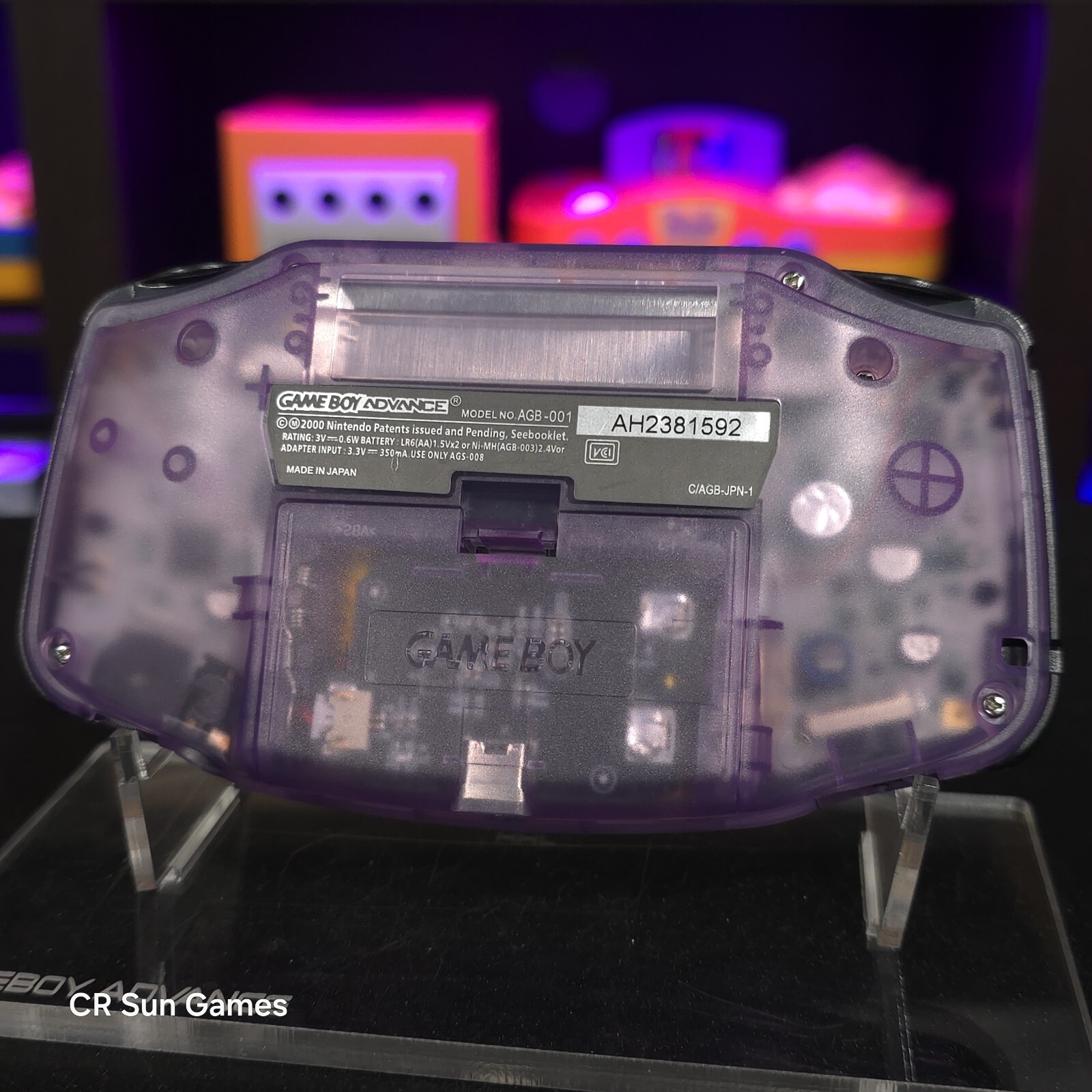 Gengar Purple Game Boy Advance GBA iPS LCD USB-C 1800 mAh Rechargeable Battery
