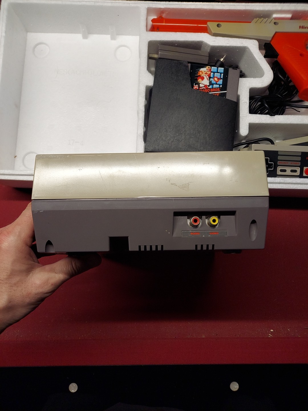 Nintendo NES Action Set Console System Tested Working Controllers Zapper Mario