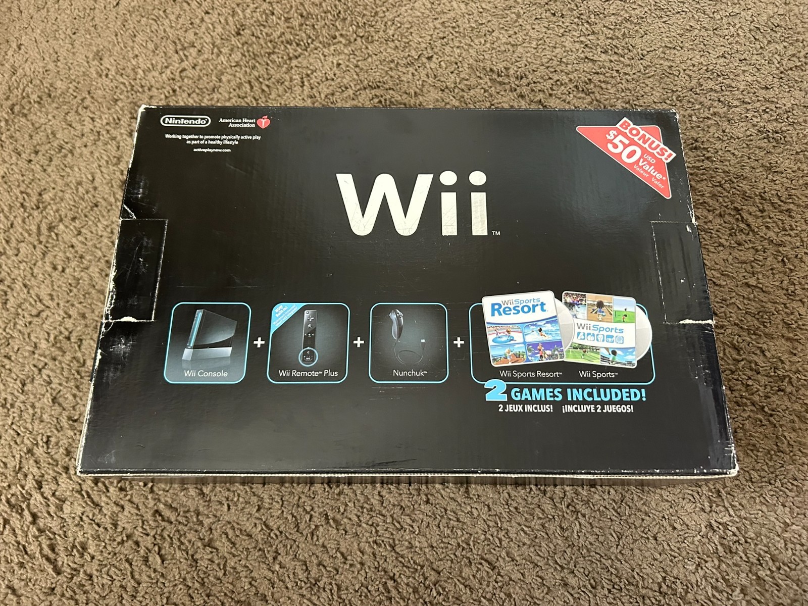 NEW Nintendo Wii With Wii Sports + Wii Sports Resort Black Console System Bundle