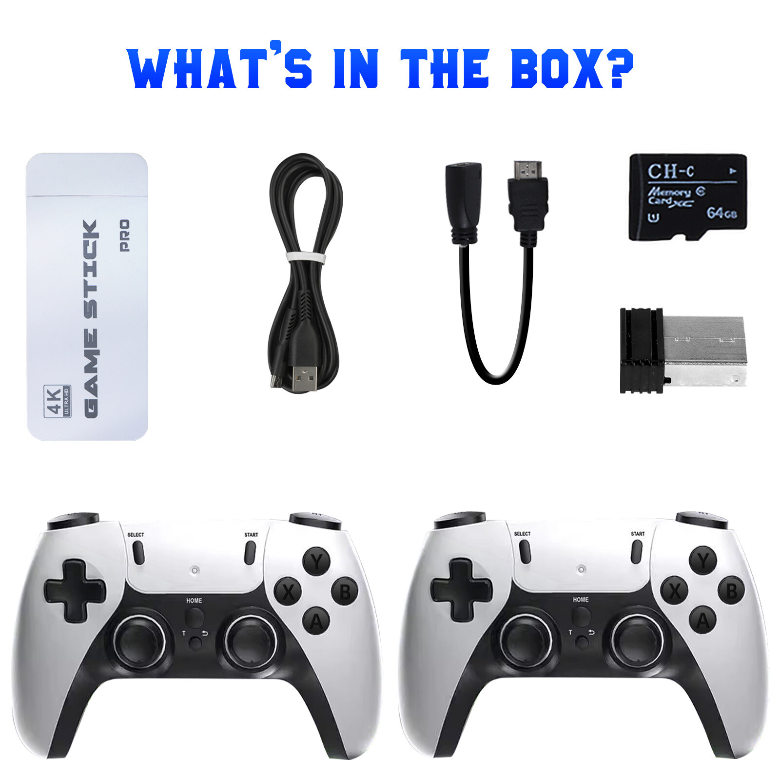4K 64G HDMI TV Video Game Stick M15 Gaming Console Gamepad 2 Wireless Controller