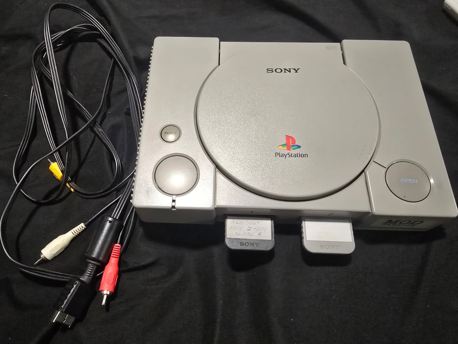 Sony PlayStation 1 Console – Gray – 2 mem cards- does NOT include power cable
