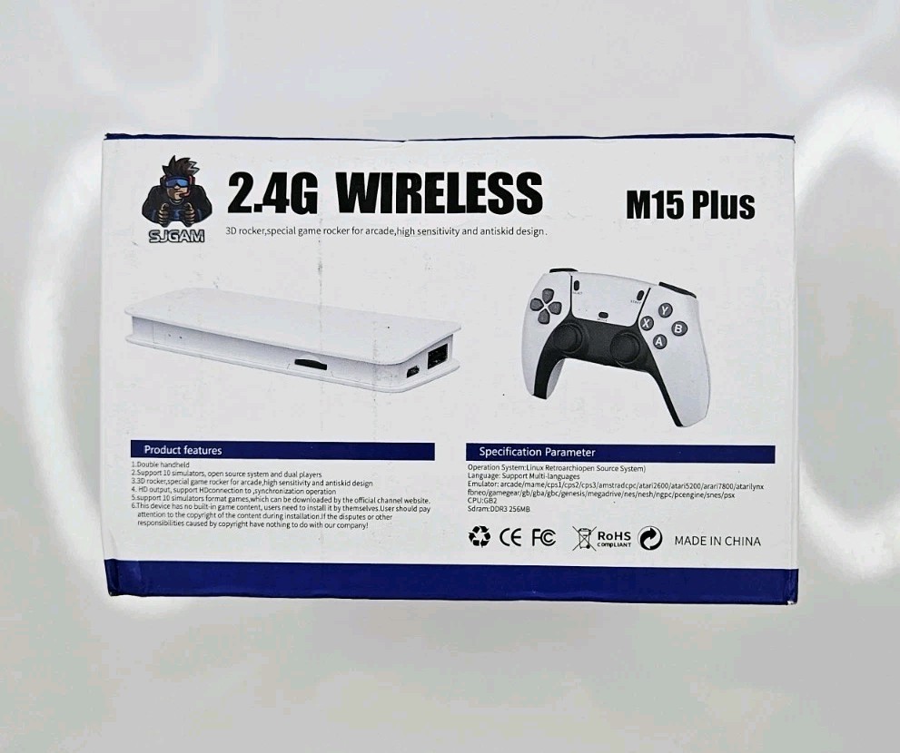 4K Game Stick Pro HDMI Wireless Retro Console 64GB + 2 Controllers M15 Plus