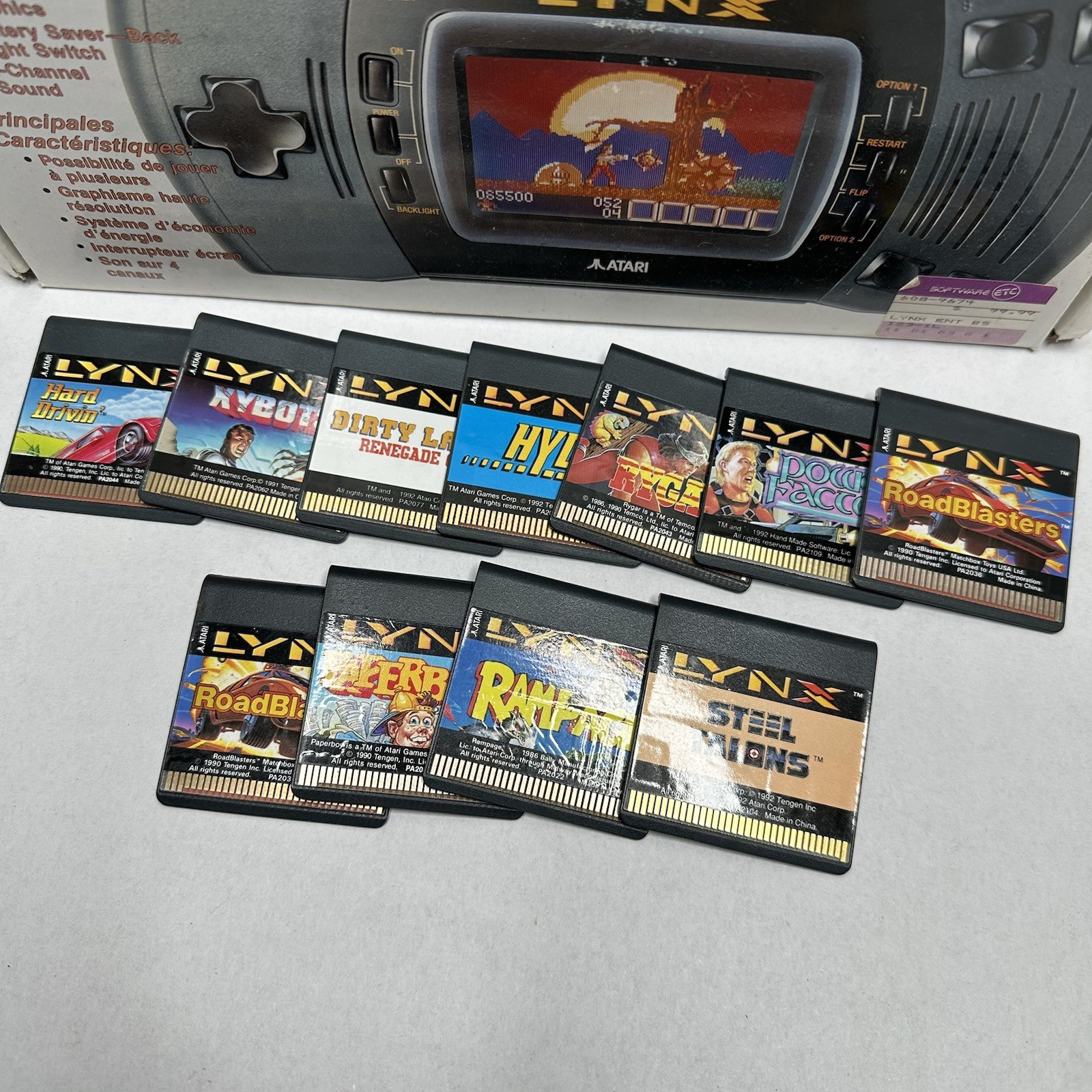 Atari Lynx Gaming System with Original Box Tested and 11 Games Power Cord READ